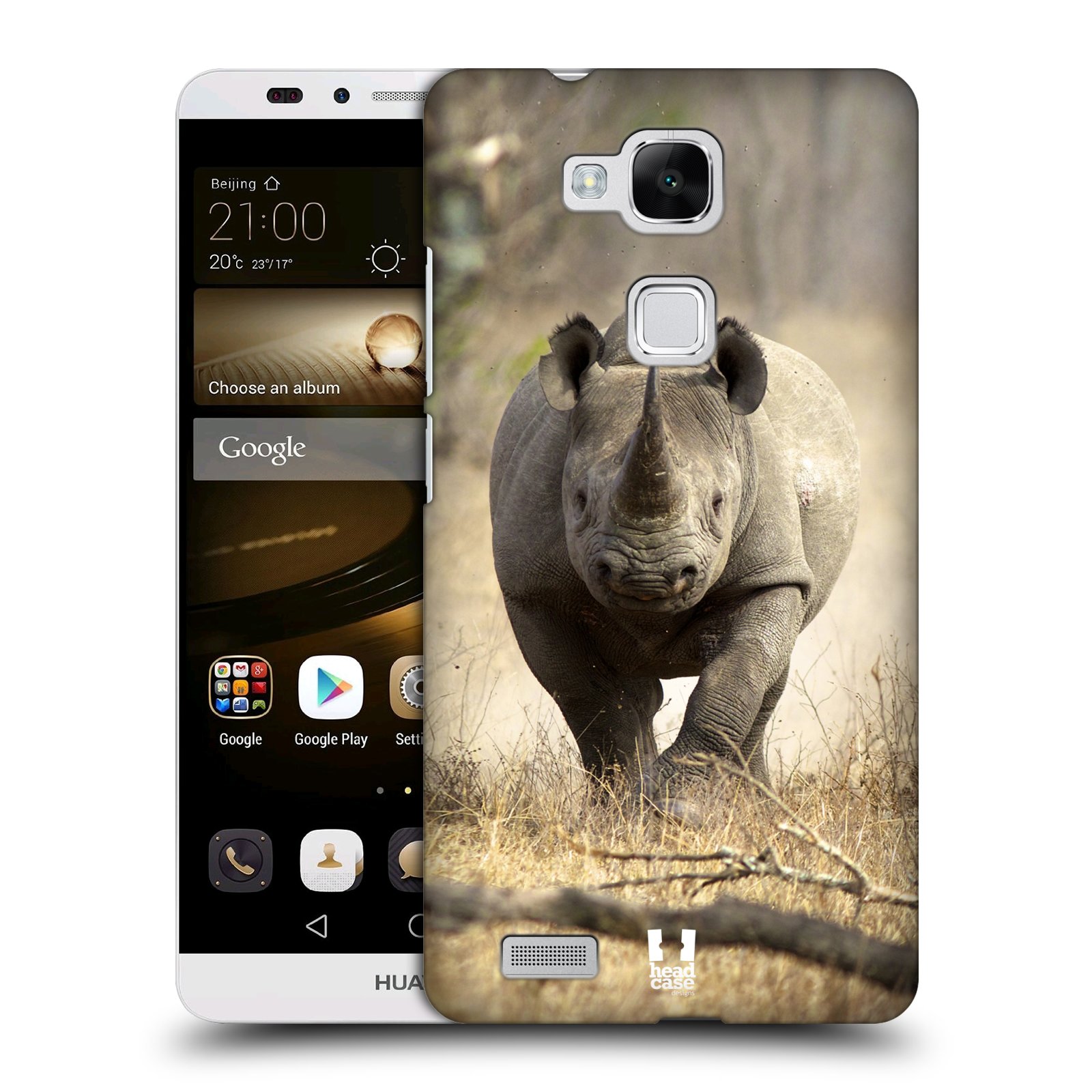 HEAD CASE plastový obal na mobil Huawei Mate 7 vzor Divočina, Divoký život a zvířata foto AFRIKA BĚŽÍCÍ NOSOROŽEC