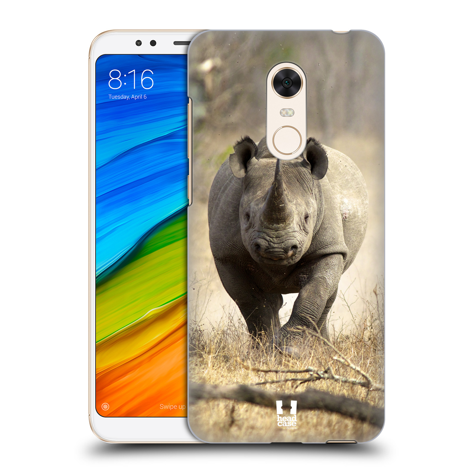 HEAD CASE plastový obal na mobil Xiaomi Redmi 5 PLUS vzor Divočina, Divoký život a zvířata foto AFRIKA BĚŽÍCÍ NOSOROŽEC