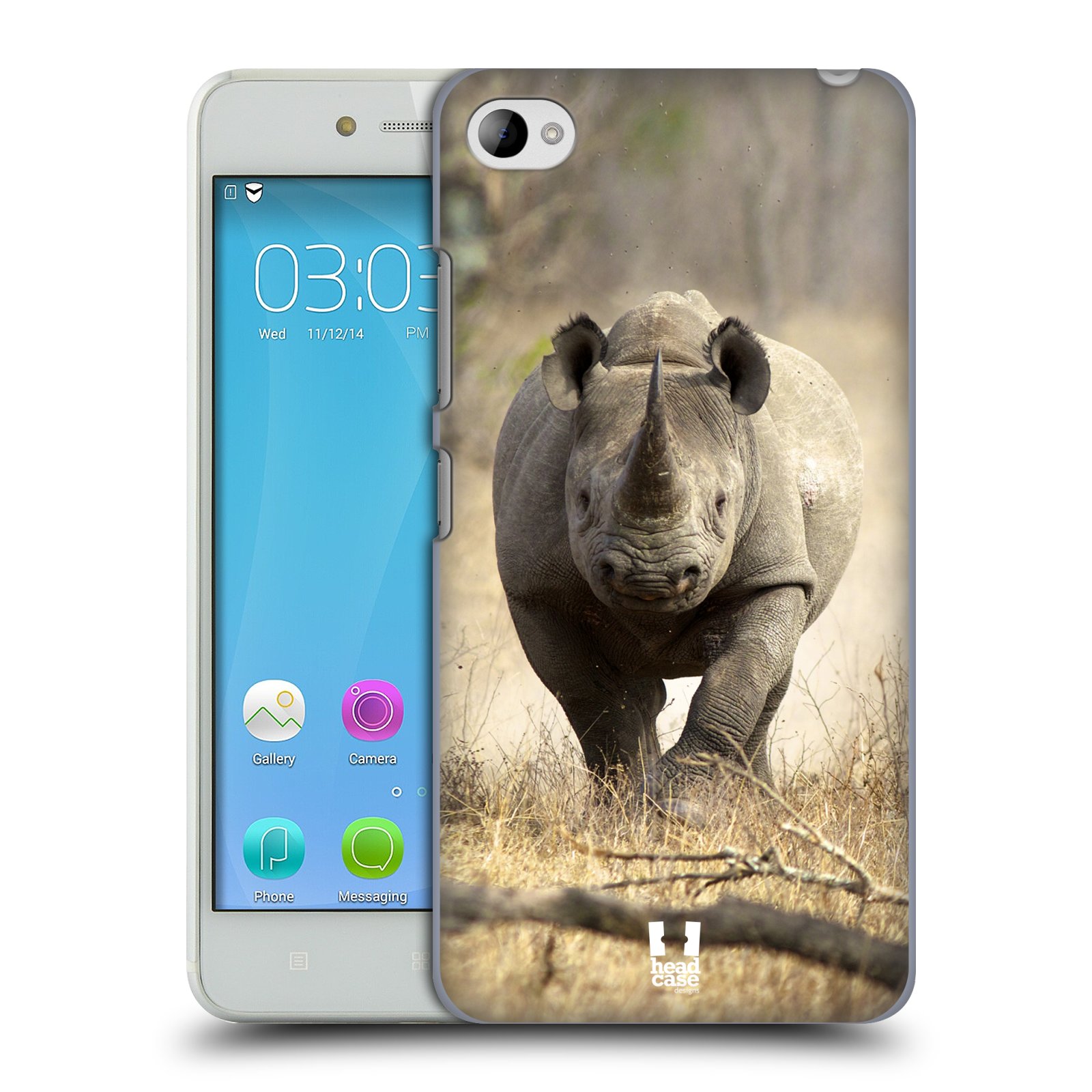HEAD CASE pevný plastový obal na mobil LENOVO S90 vzor Divočina, Divoký život a zvířata foto AFRIKA BĚŽÍCÍ NOSOROŽEC