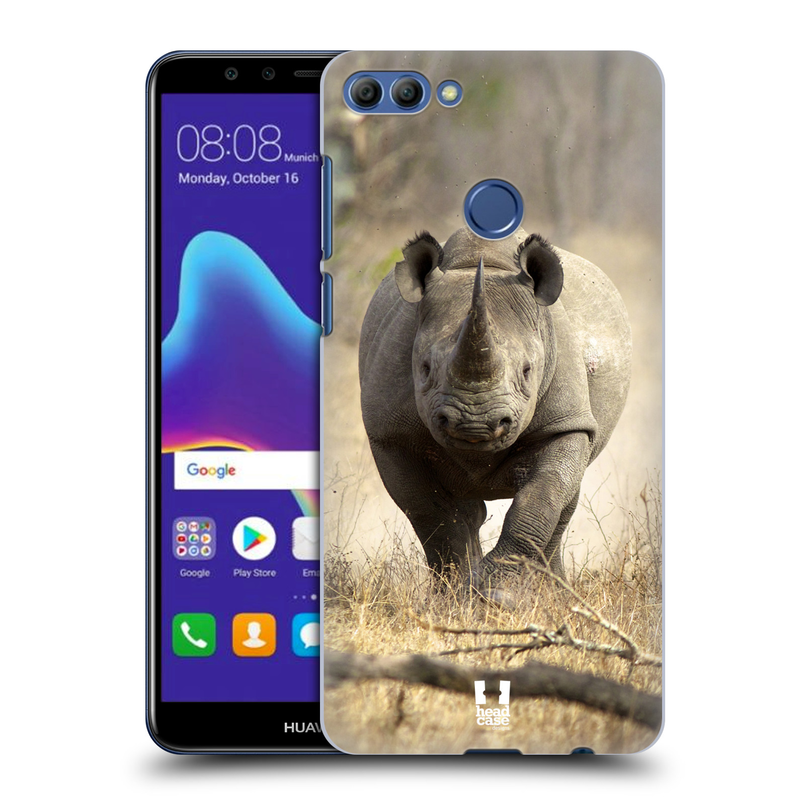 HEAD CASE plastový obal na mobil Huawei Y9 2018 vzor Divočina, Divoký život a zvířata foto AFRIKA BĚŽÍCÍ NOSOROŽEC