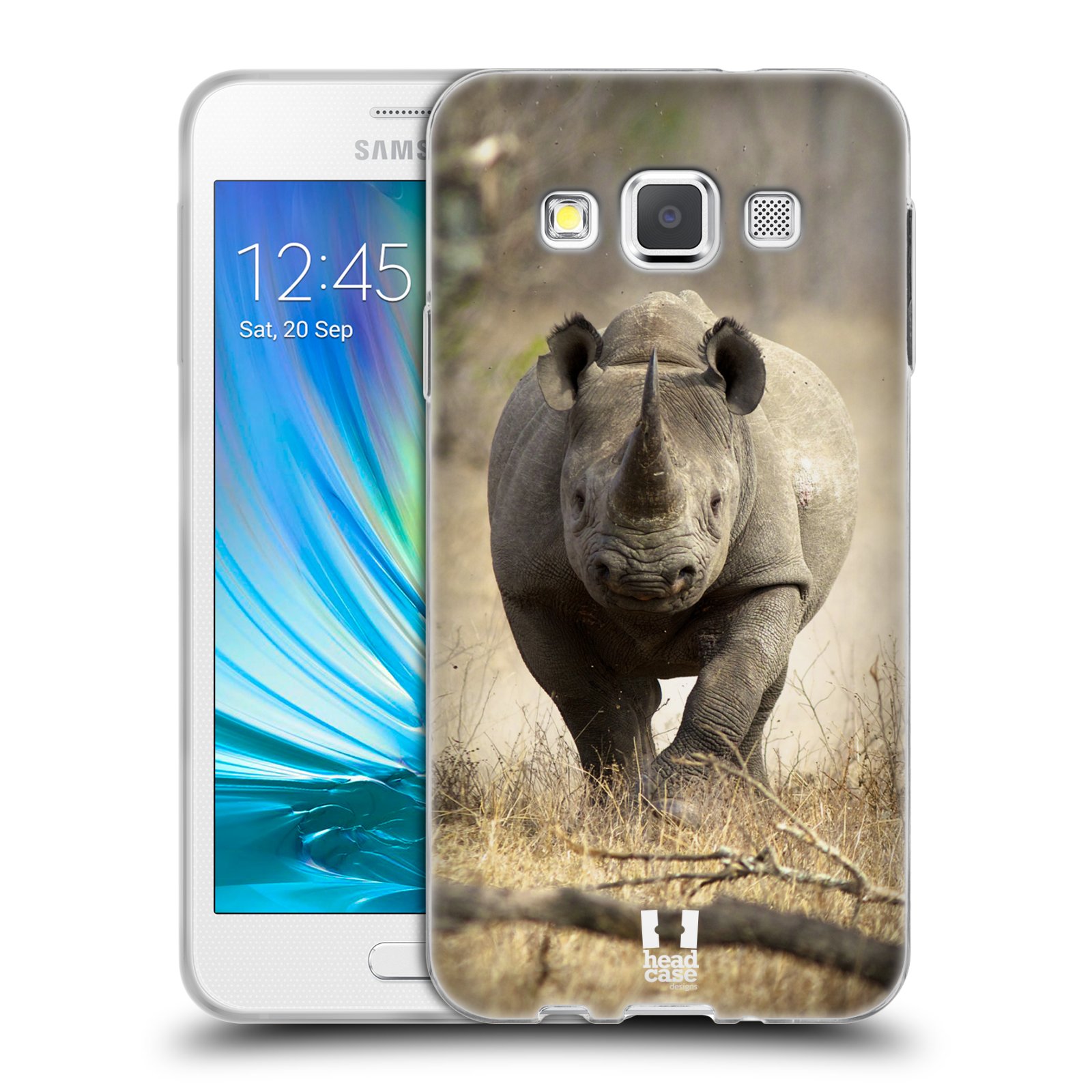 HEAD CASE silikonový obal na mobil Samsung Galaxy A3 vzor Divočina, Divoký život a zvířata foto AFRIKA BĚŽÍCÍ NOSOROŽEC