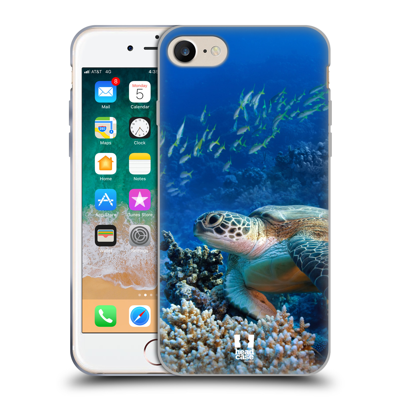 HEAD CASE silikonový obal na mobil Apple Iphone 7 vzor Divočina, Divoký život a zvířata foto MOŘSKÁ ŽELVA MODRÁ PODMOŘSKÁ HLADINA