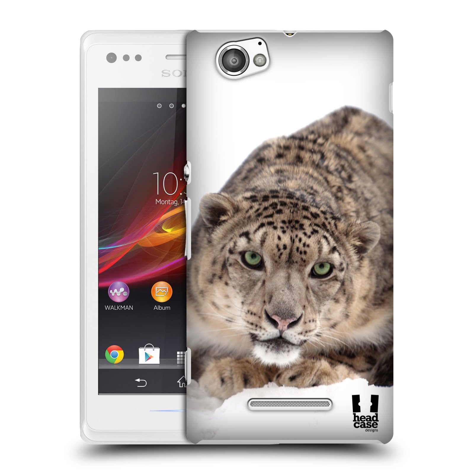 HEAD CASE plastový obal na mobil Sony Xperia M vzor Divočina, Divoký život a zvířata foto SNĚŽNÝ LEOPARD