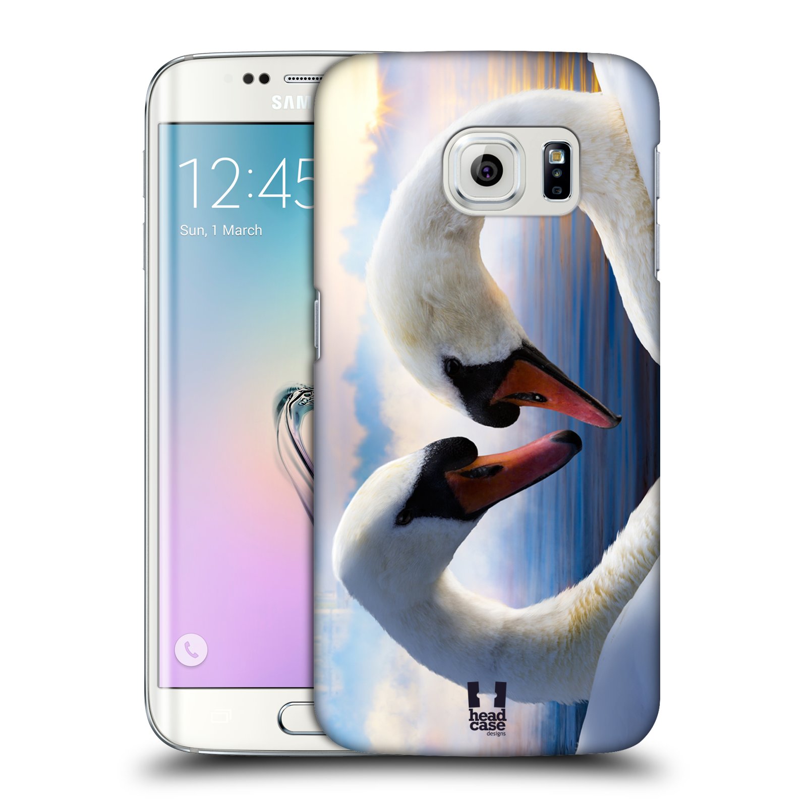 HEAD CASE plastový obal na mobil SAMSUNG Galaxy S6 EDGE (G9250, G925, G925F) vzor Divočina, Divoký život a zvířata foto ZAMILOVANÉ LABUTĚ, LÁSKA