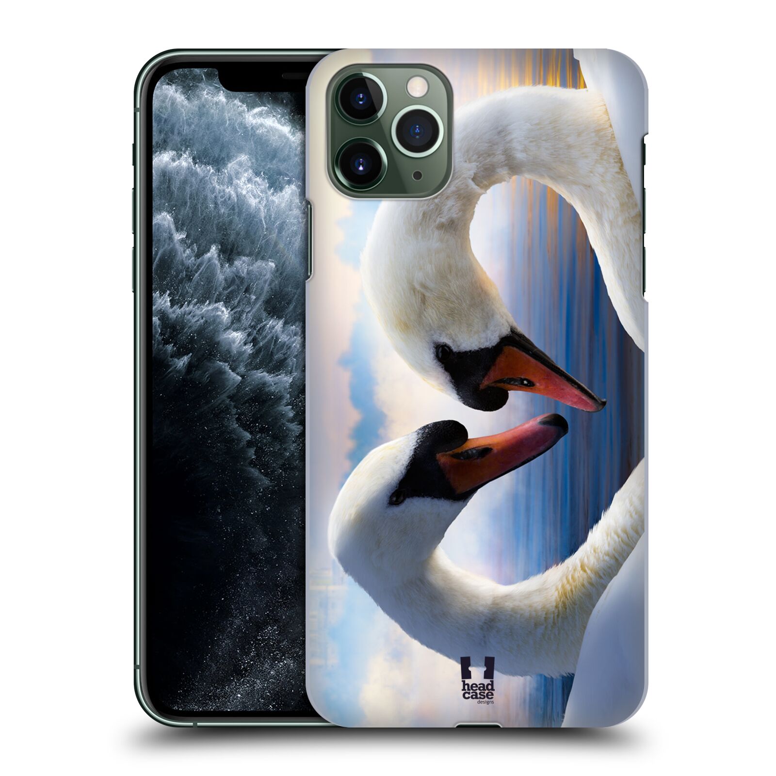 Pouzdro na mobil Apple Iphone 11 PRO MAX - HEAD CASE - vzor Divočina, Divoký život a zvířata foto ZAMILOVANÉ LABUTĚ, LÁSKA