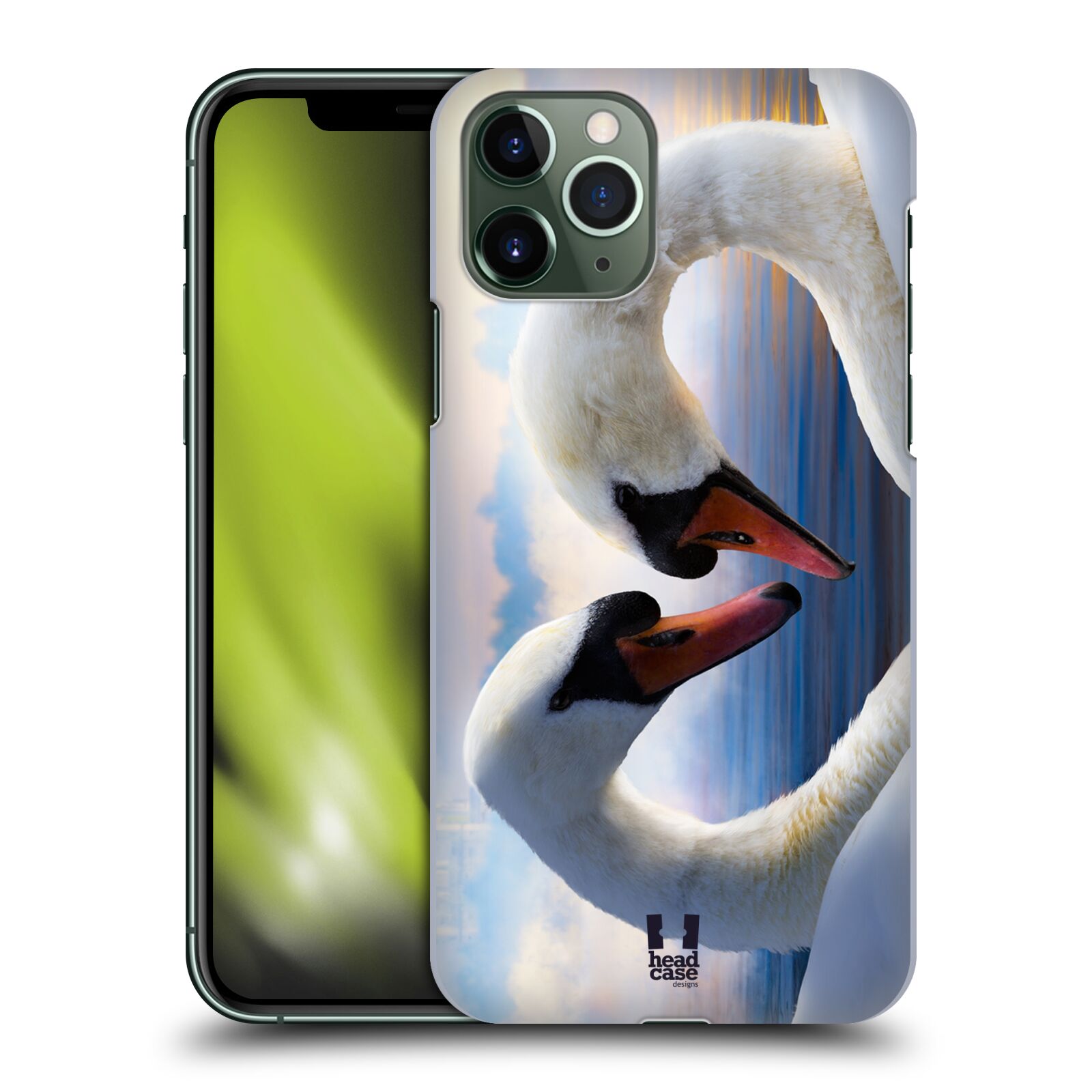 Pouzdro na mobil Apple Iphone 11 PRO - HEAD CASE - vzor Divočina, Divoký život a zvířata foto ZAMILOVANÉ LABUTĚ, LÁSKA