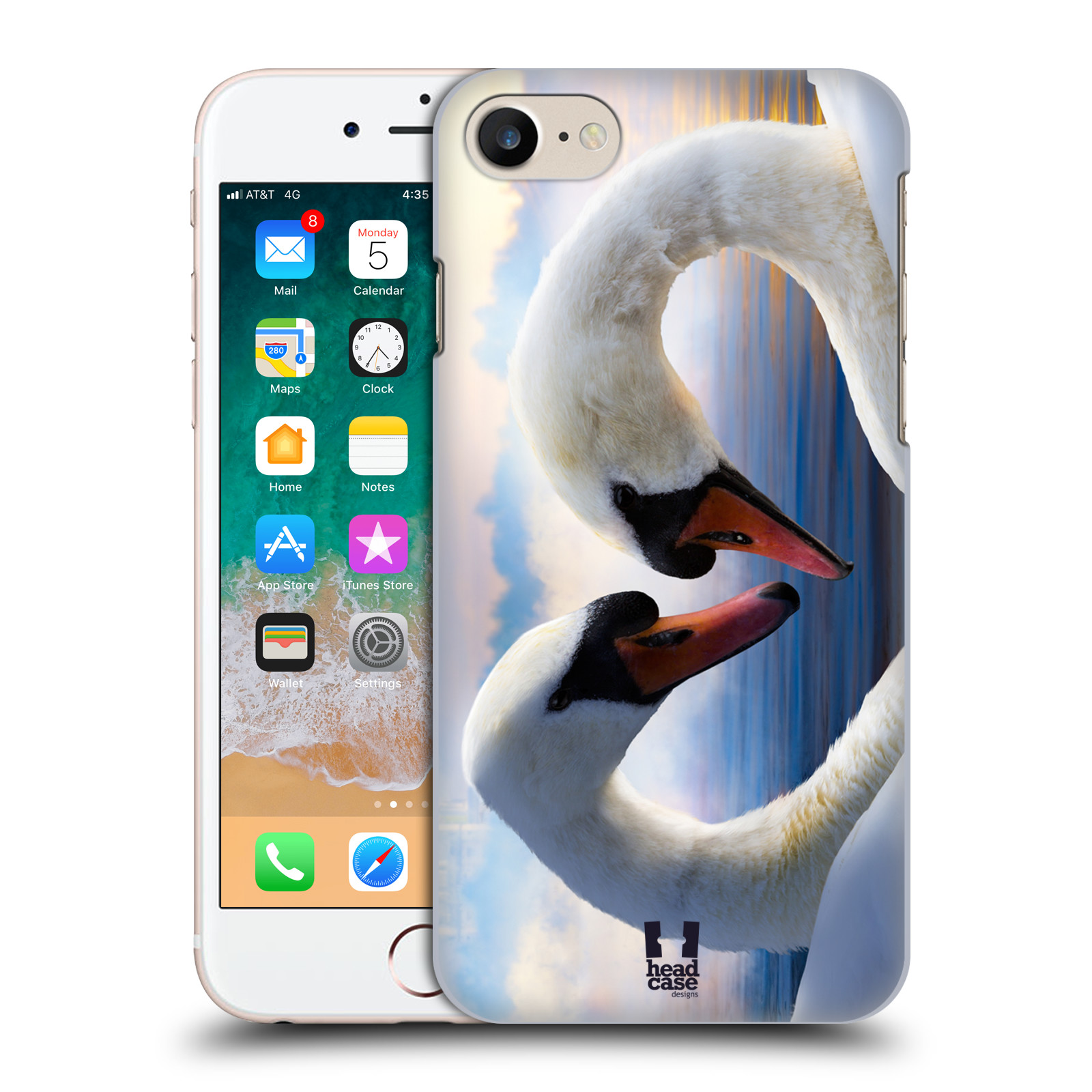 Plastové pouzdro pro mobil Apple Iphone 7/8/SE 2020 vzor Divočina, Divoký život a zvířata foto ZAMILOVANÉ LABUTĚ, LÁSKA