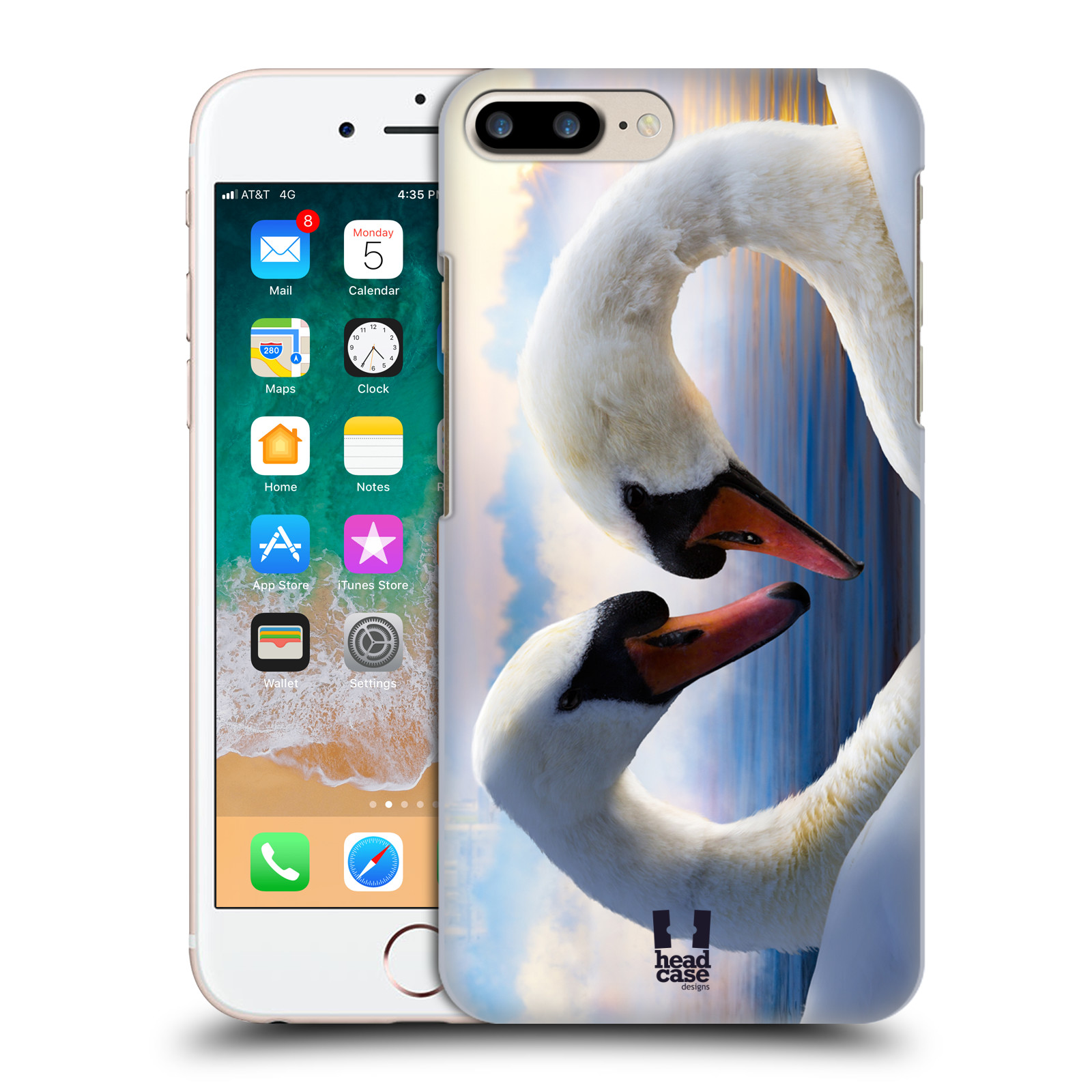 Plastové pouzdro pro mobil Apple Iphone 8 PLUS vzor Divočina, Divoký život a zvířata foto ZAMILOVANÉ LABUTĚ, LÁSKA