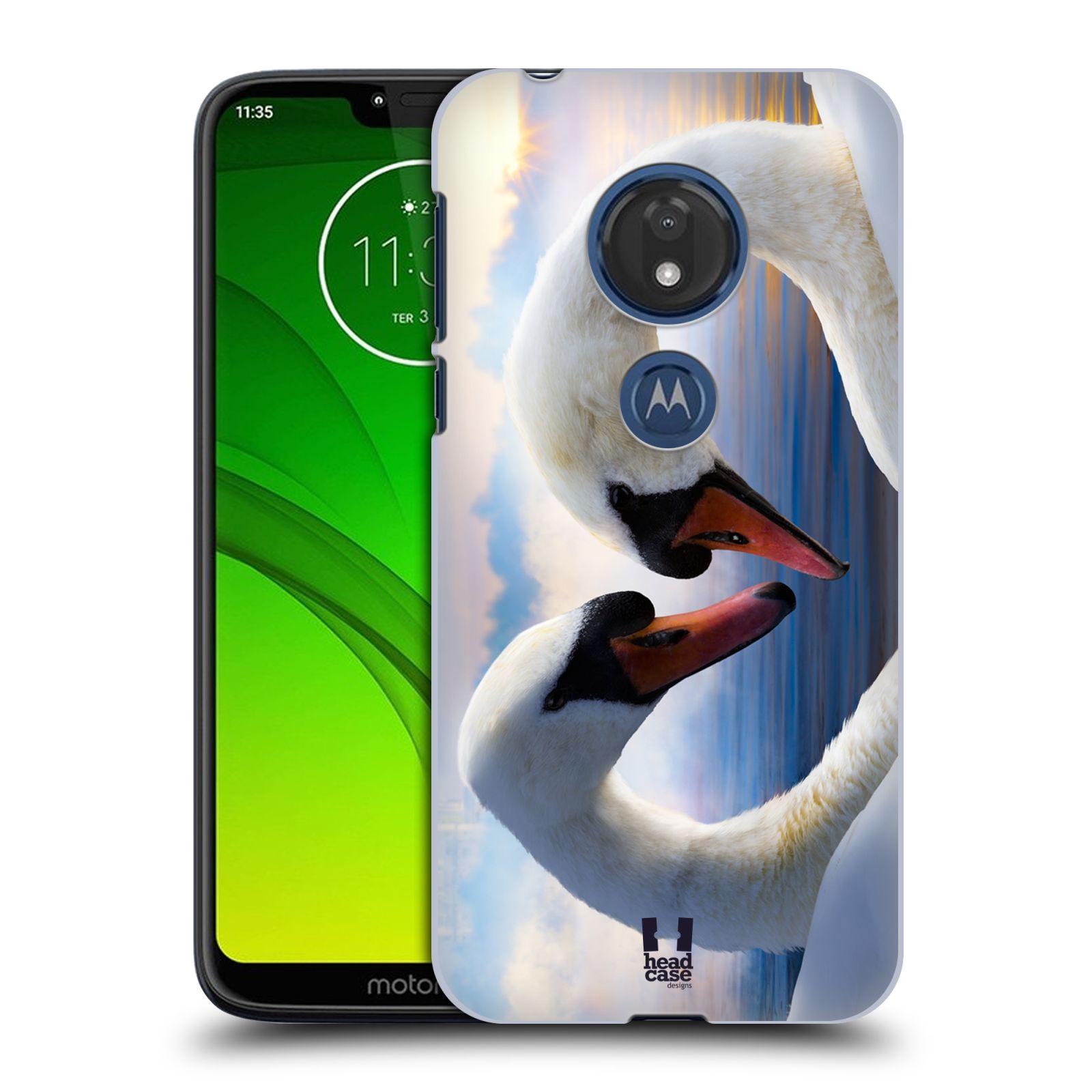 Pouzdro na mobil Motorola Moto G7 Play vzor Divočina, Divoký život a zvířata foto ZAMILOVANÉ LABUTĚ, LÁSKA