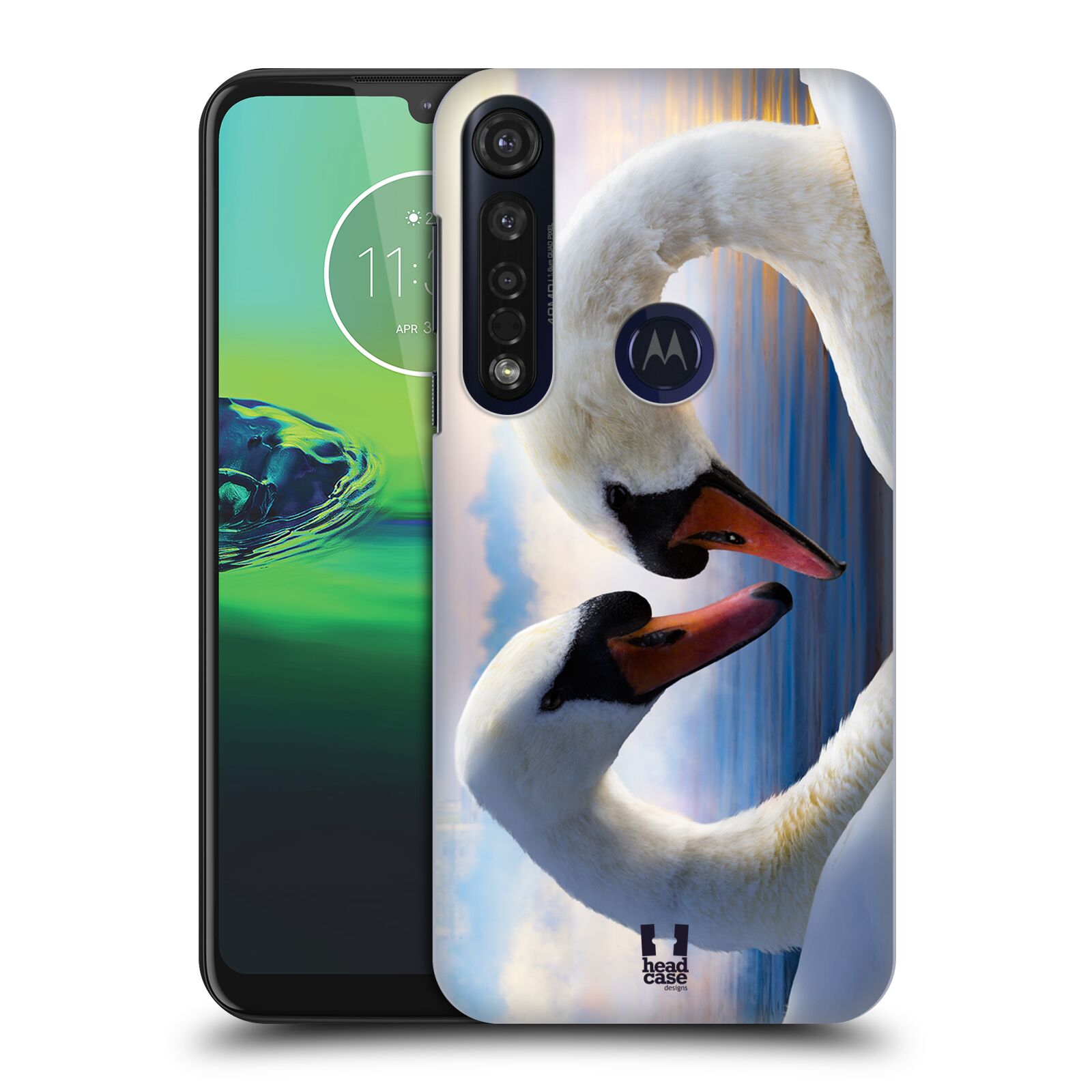Pouzdro na mobil Motorola Moto G8 PLUS - HEAD CASE - vzor Divočina, Divoký život a zvířata foto ZAMILOVANÉ LABUTĚ, LÁSKA