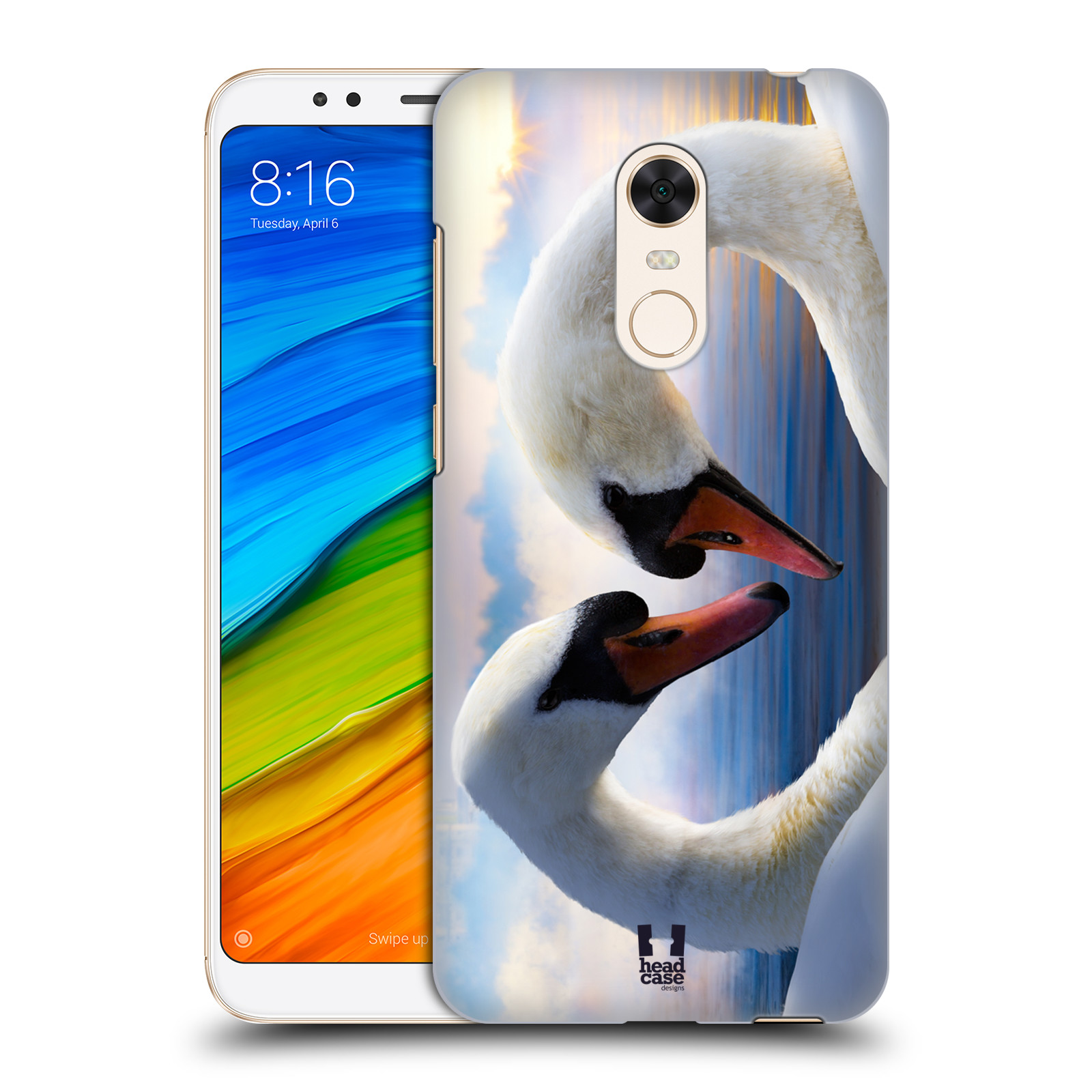HEAD CASE plastový obal na mobil Xiaomi Redmi 5 PLUS vzor Divočina, Divoký život a zvířata foto ZAMILOVANÉ LABUTĚ, LÁSKA