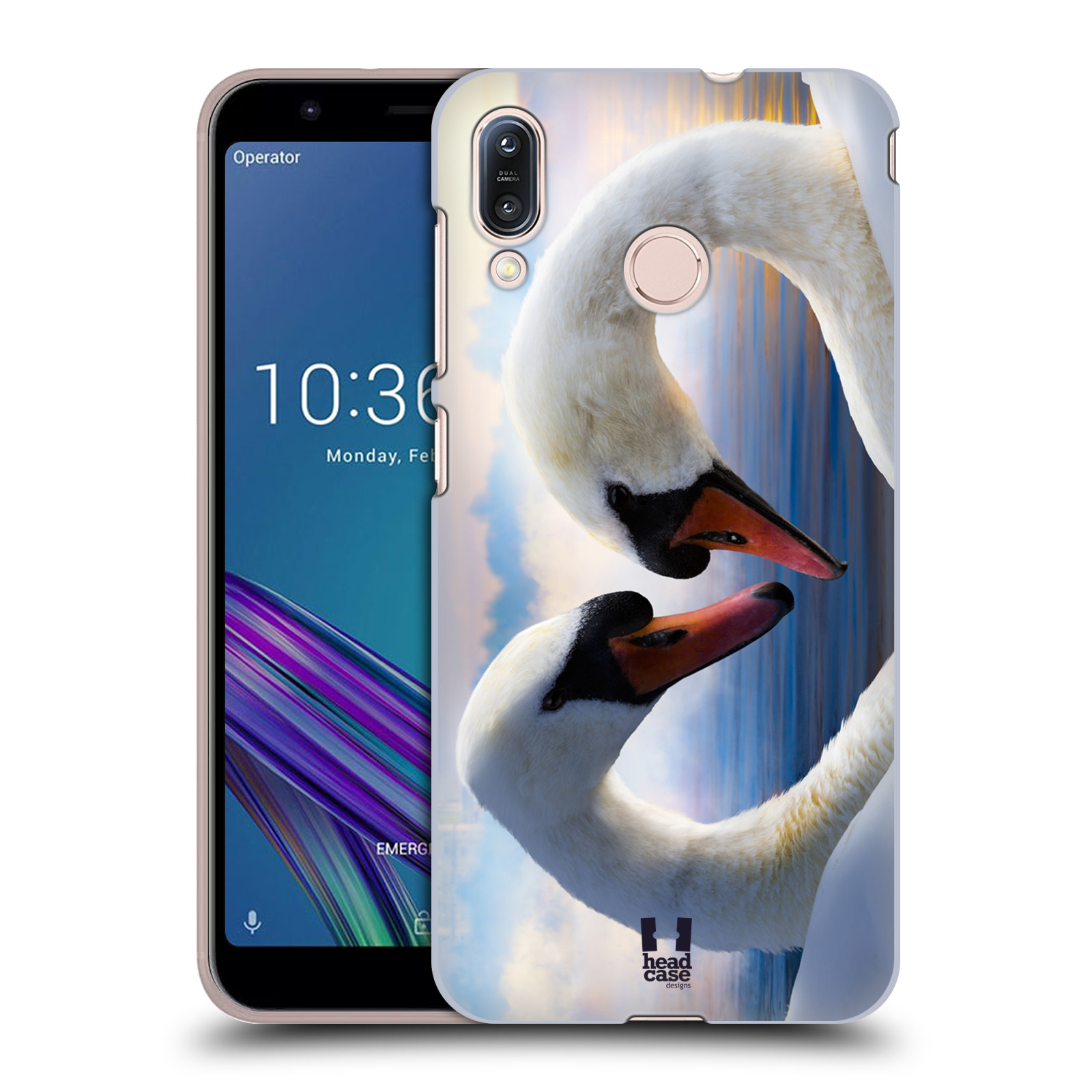 Pouzdro na mobil Asus Zenfone Max M1 (ZB555KL) - HEAD CASE - vzor Divočina, Divoký život a zvířata foto ZAMILOVANÉ LABUTĚ, LÁSKA