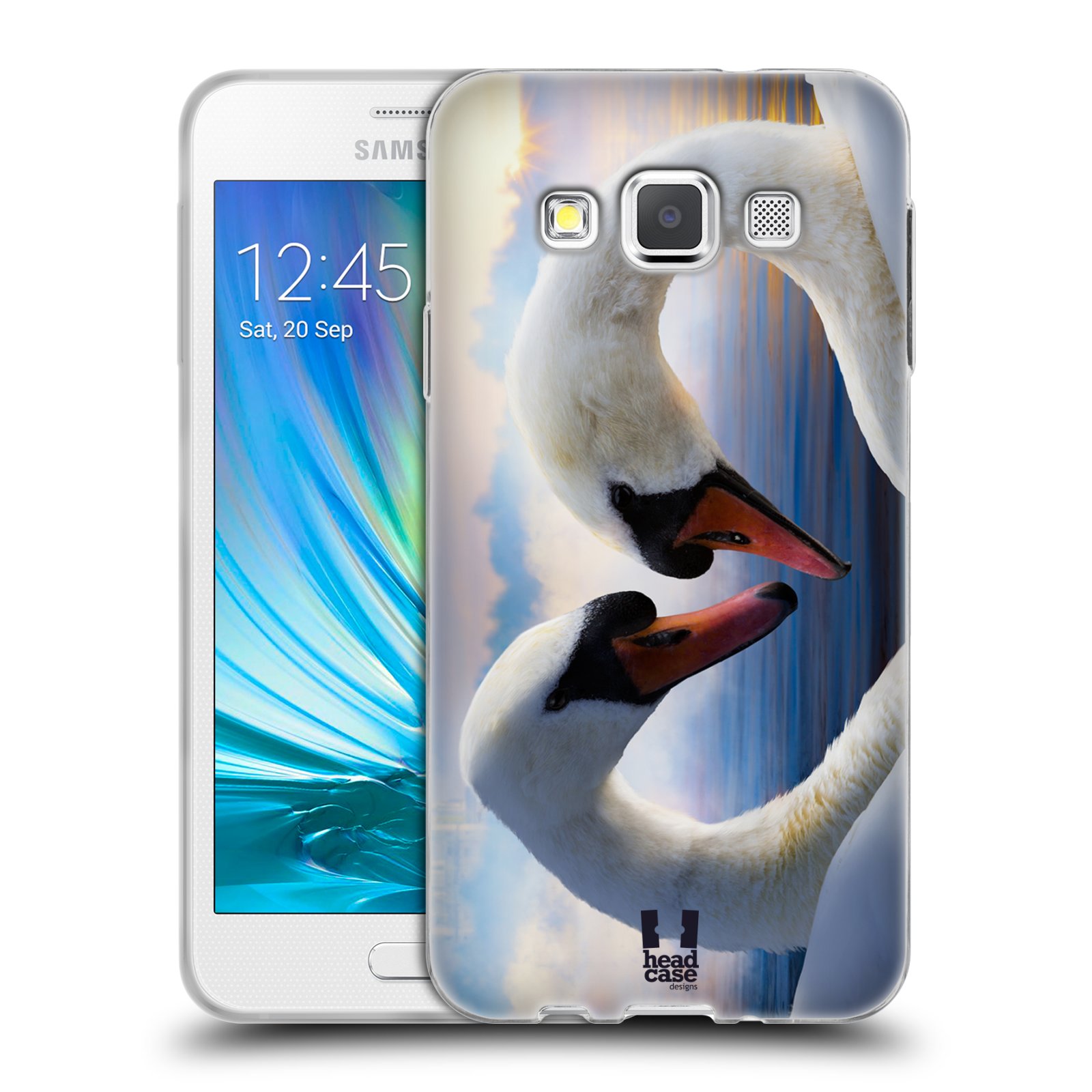 HEAD CASE silikonový obal na mobil Samsung Galaxy A3 vzor Divočina, Divoký život a zvířata foto ZAMILOVANÉ LABUTĚ, LÁSKA