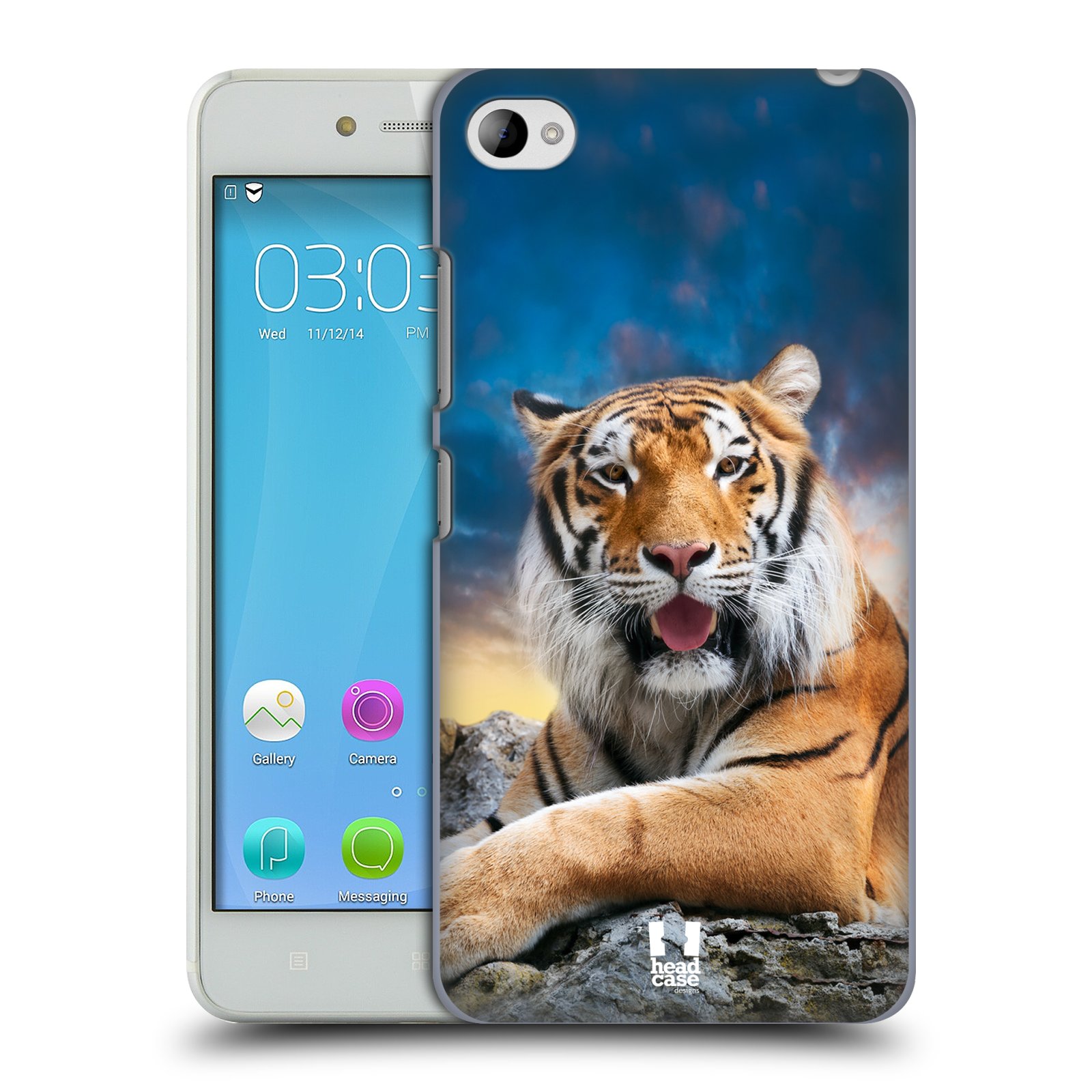  HEAD CASE pevný plastový obal na mobil LENOVO S90 vzor Divočina, Divoký život a zvířata foto TYGR A NEBE