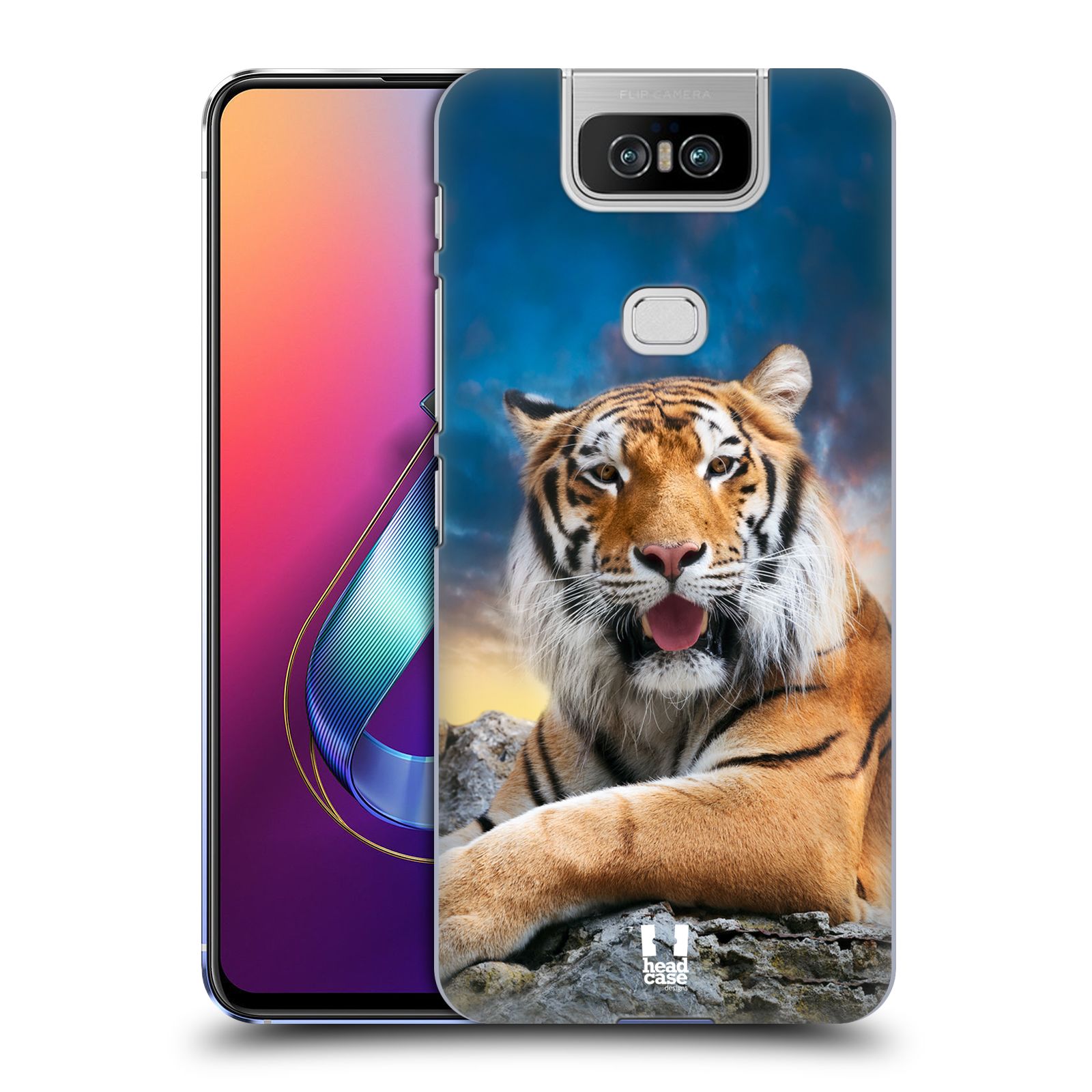  Pouzdro na mobil Asus Zenfone 6 ZS630KL - HEAD CASE - vzor Divočina, Divoký život a zvířata foto TYGR A NEBE