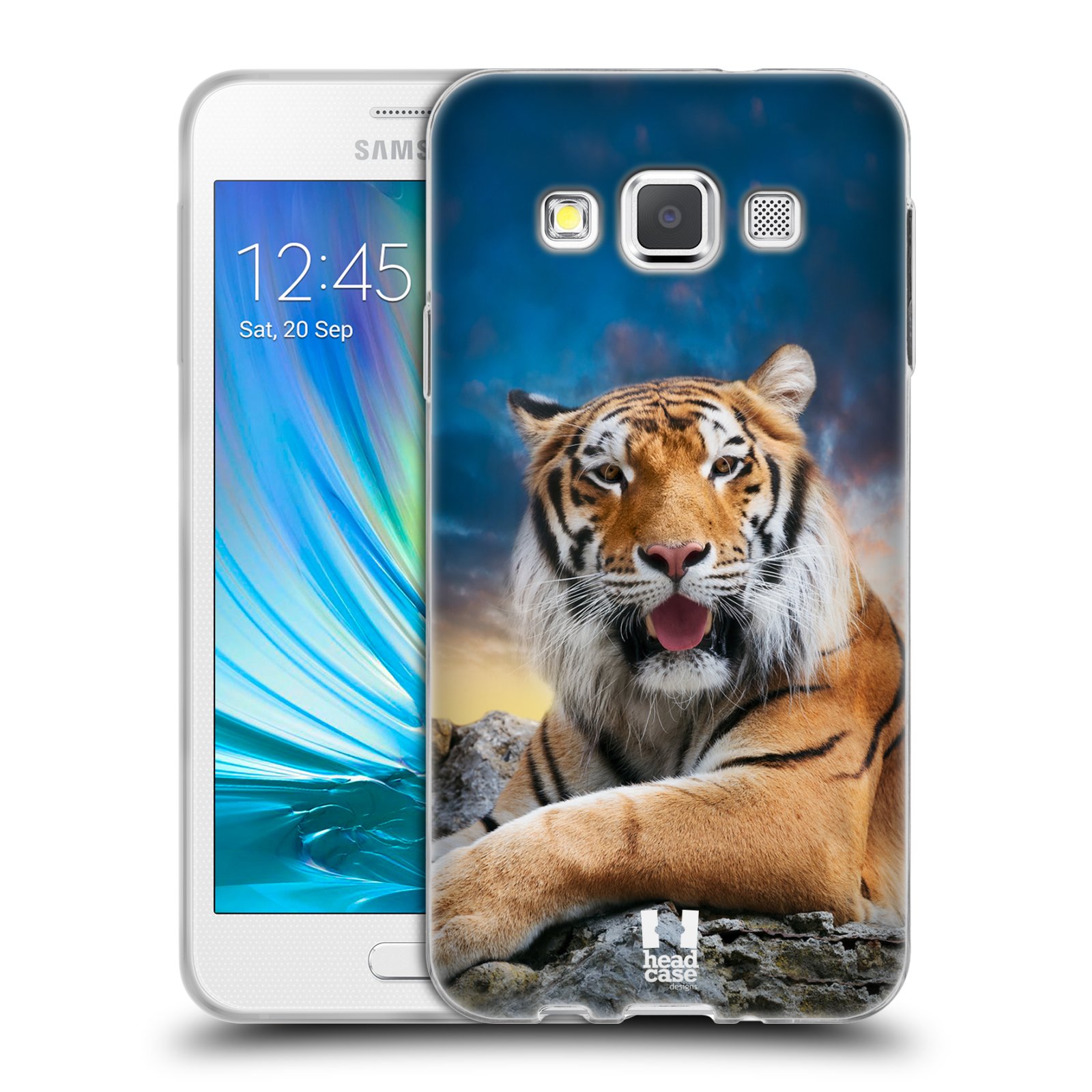 HEAD CASE silikonový obal na mobil Samsung Galaxy A3 vzor Divočina, Divoký život a zvířata foto TYGR A NEBE