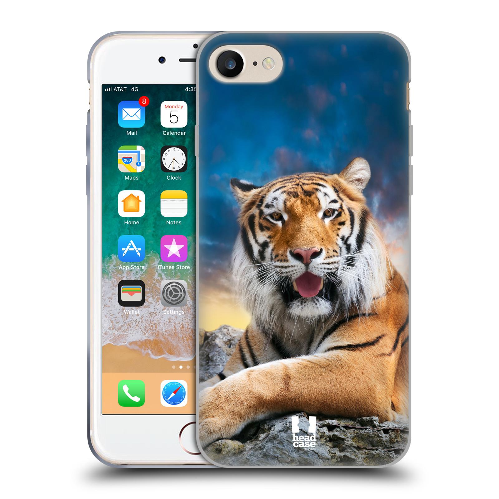  HEAD CASE silikonový obal na mobil Apple Iphone 7 vzor Divočina, Divoký život a zvířata foto TYGR A NEBE