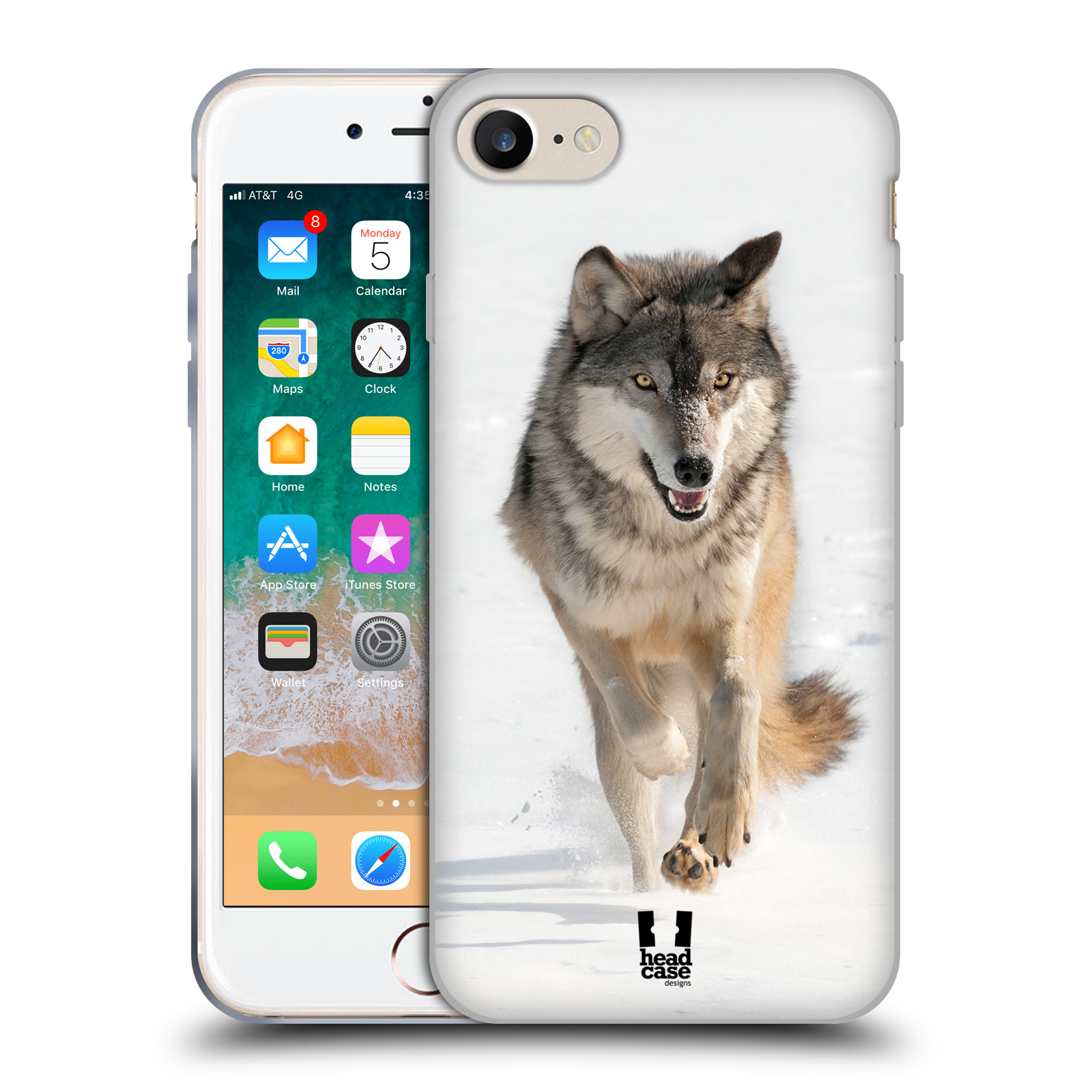 HEAD CASE silikonový obal na mobil Apple Iphone 7 vzor Divočina, Divoký život a zvířata foto BĚŽÍCÍ VLK