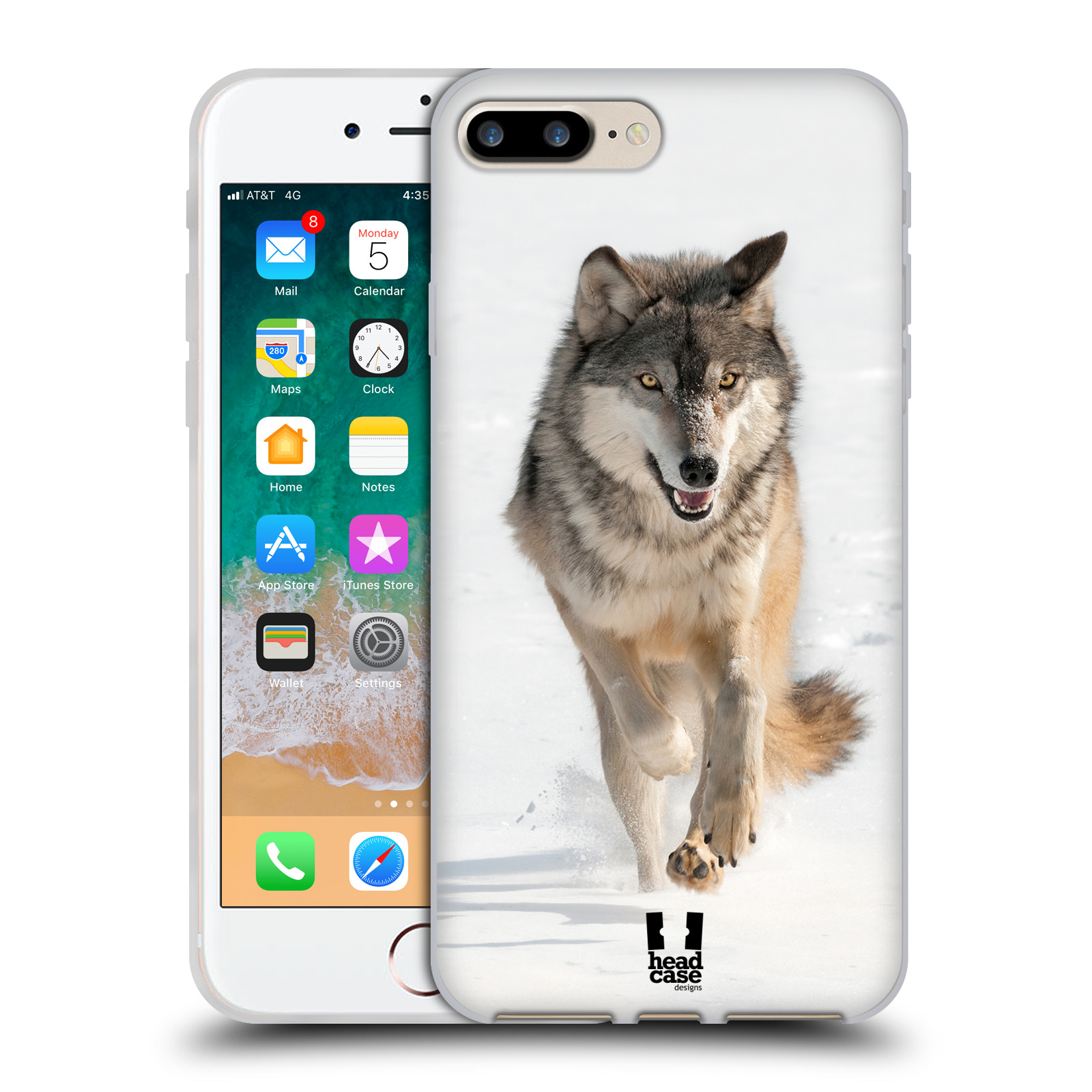 HEAD CASE silikonový obal na mobil Apple Iphone 7 PLUS vzor Divočina, Divoký život a zvířata foto BĚŽÍCÍ VLK