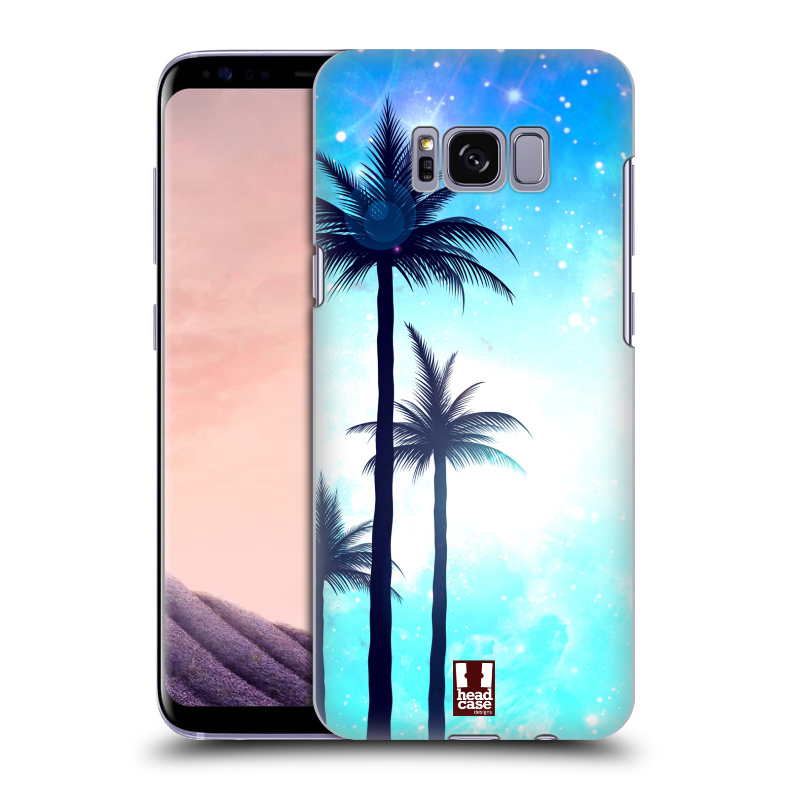 HEAD CASE plastový obal na mobil Samsung Galaxy S8 vzor Kreslený motiv silueta moře a palmy MODRÁ