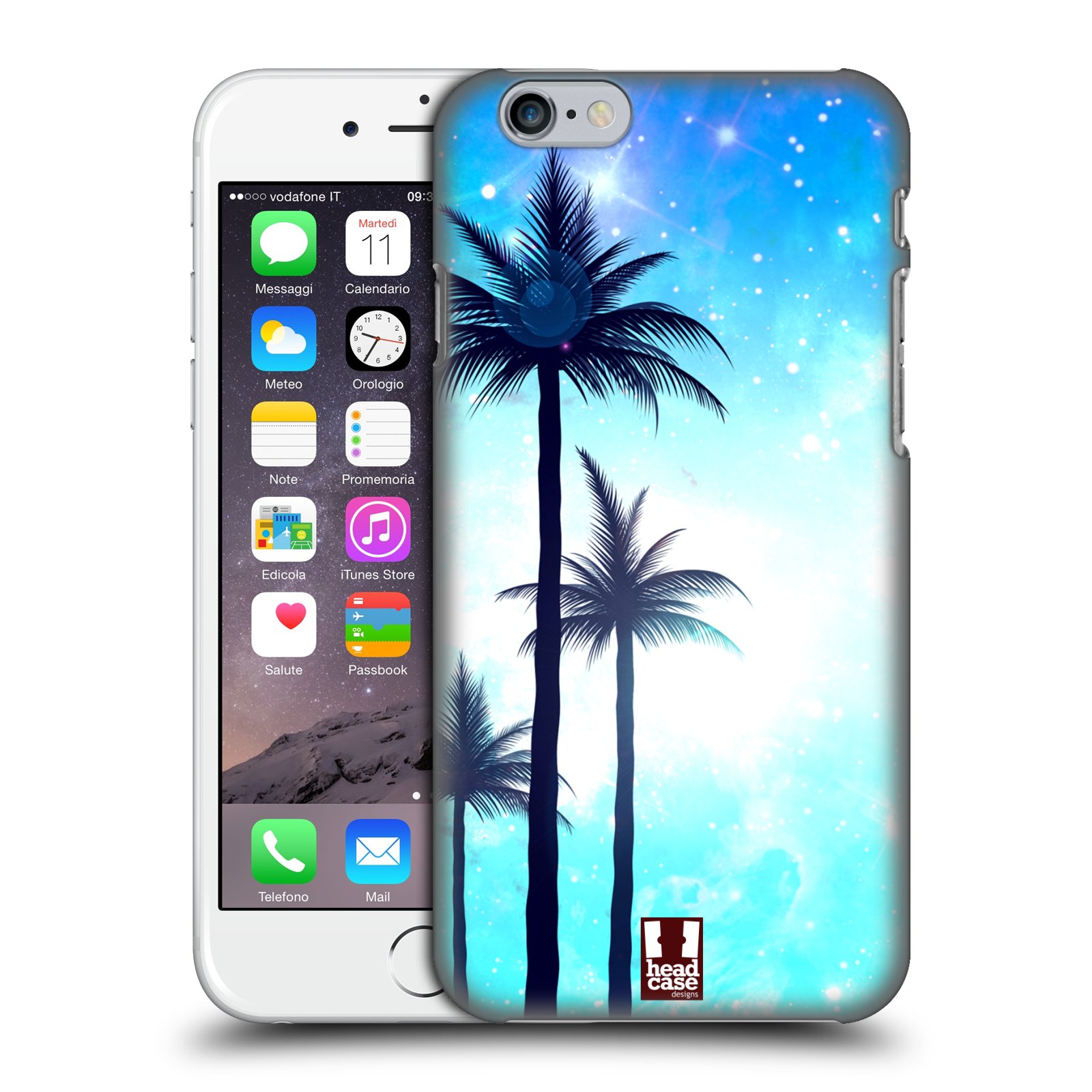 Plastové pouzdro pro mobil Apple Iphone 6/6S vzor Kreslený motiv silueta moře a palmy MODRÁ