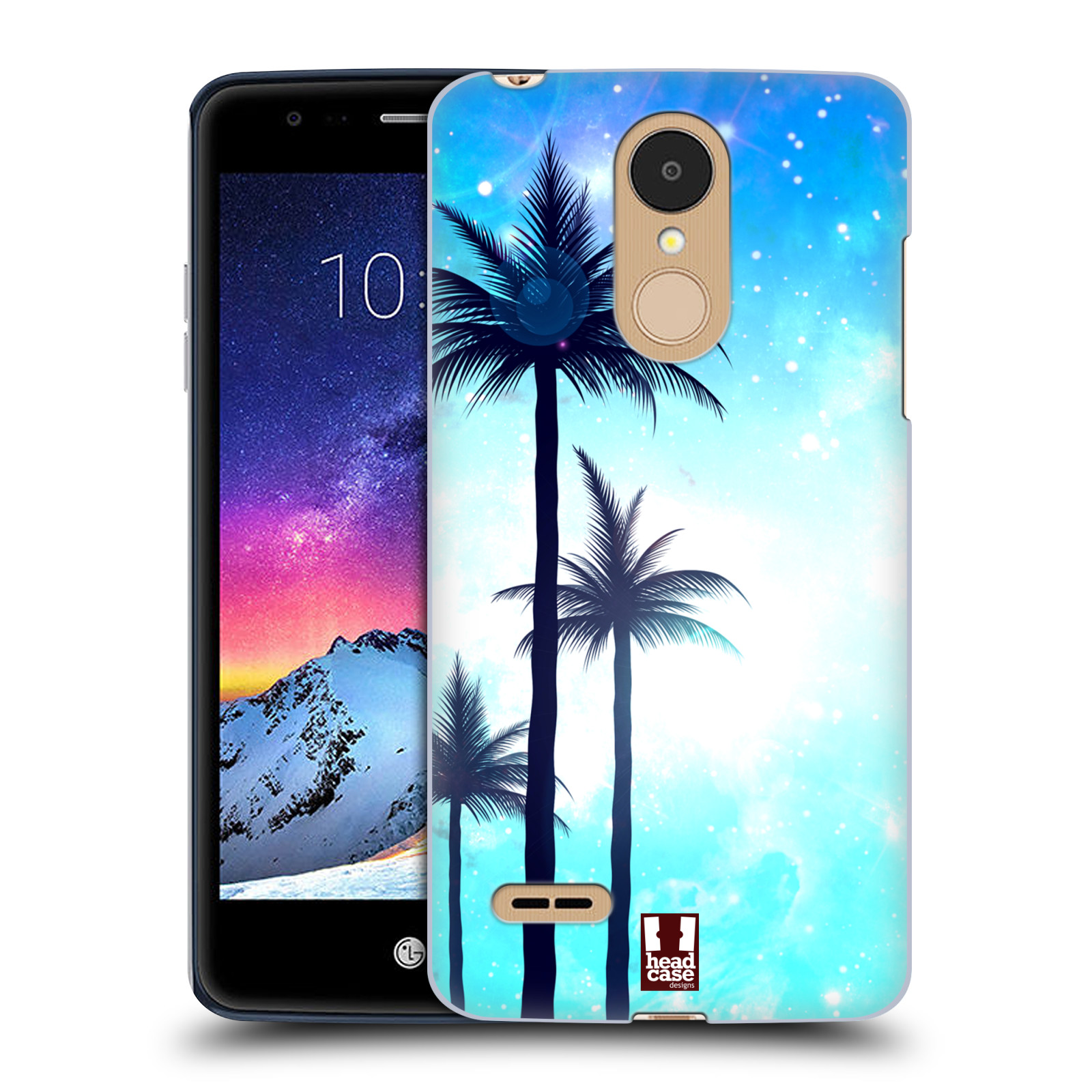 HEAD CASE plastový obal na mobil LG K9 / K8 2018 vzor Kreslený motiv silueta moře a palmy MODRÁ