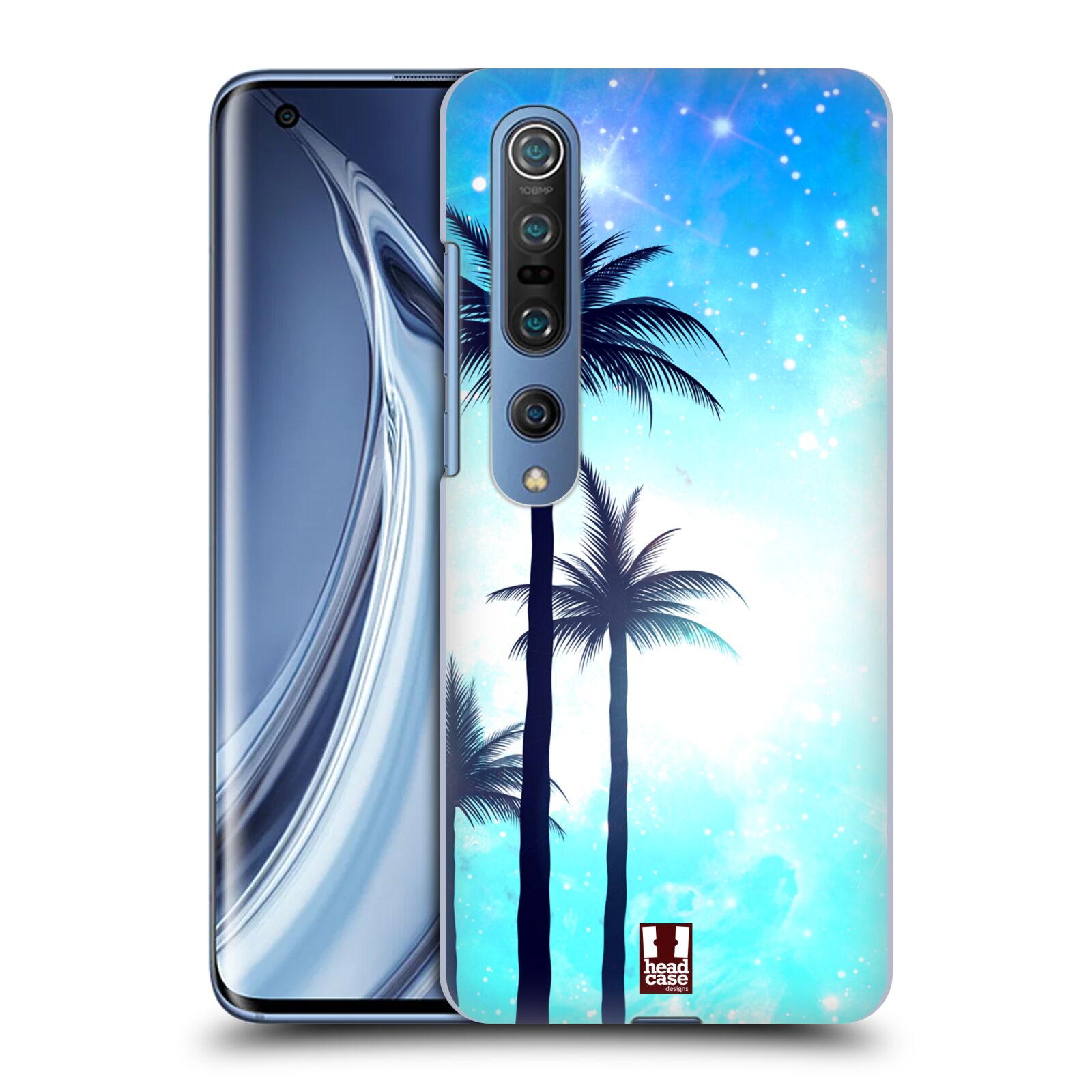 HEAD CASE plastový obal na mobil Xiaomi Mi 10 vzor Kreslený motiv silueta moře a palmy MODRÁ