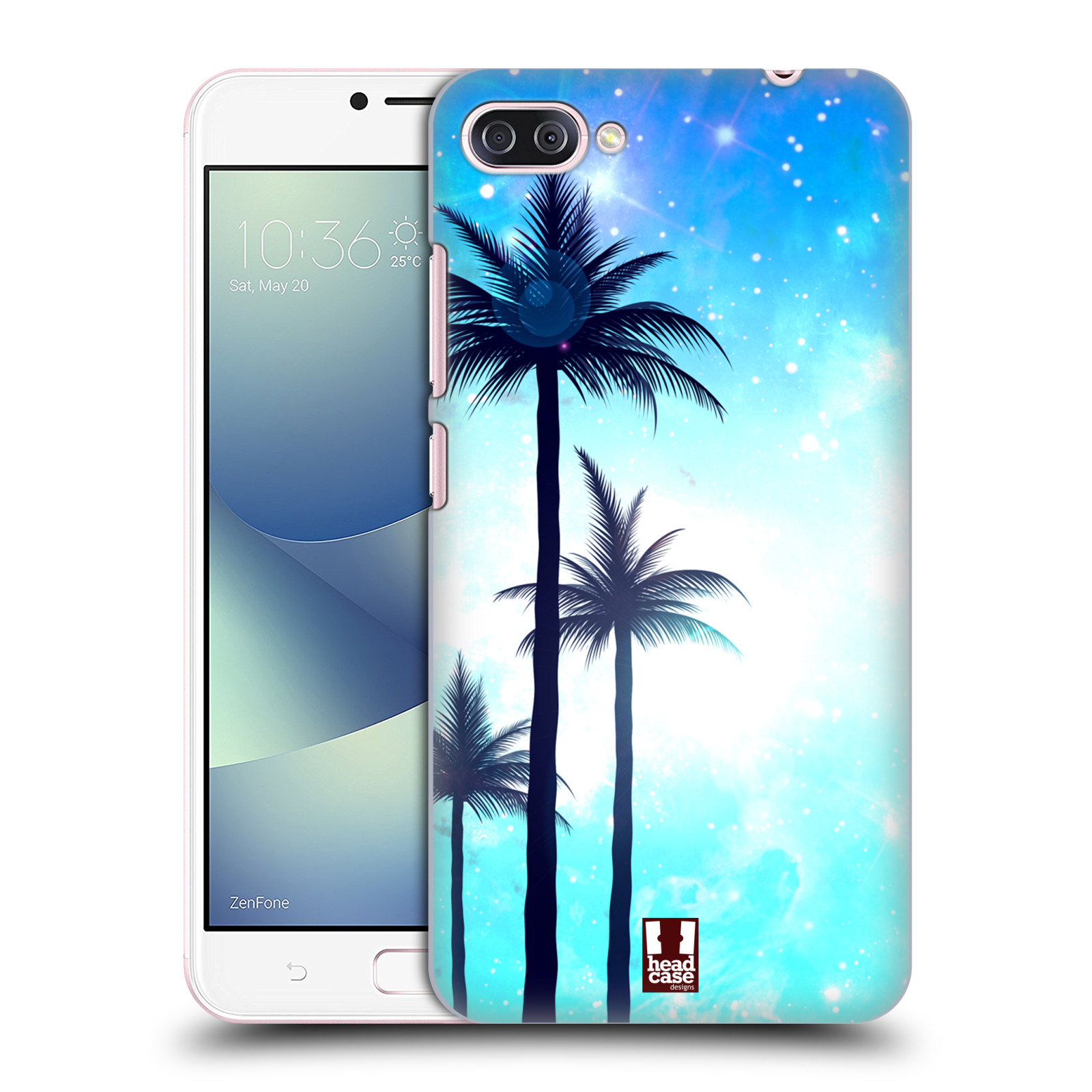 HEAD CASE plastový obal na mobil Asus Zenfone 4 MAX ZC554KL vzor Kreslený motiv silueta moře a palmy MODRÁ
