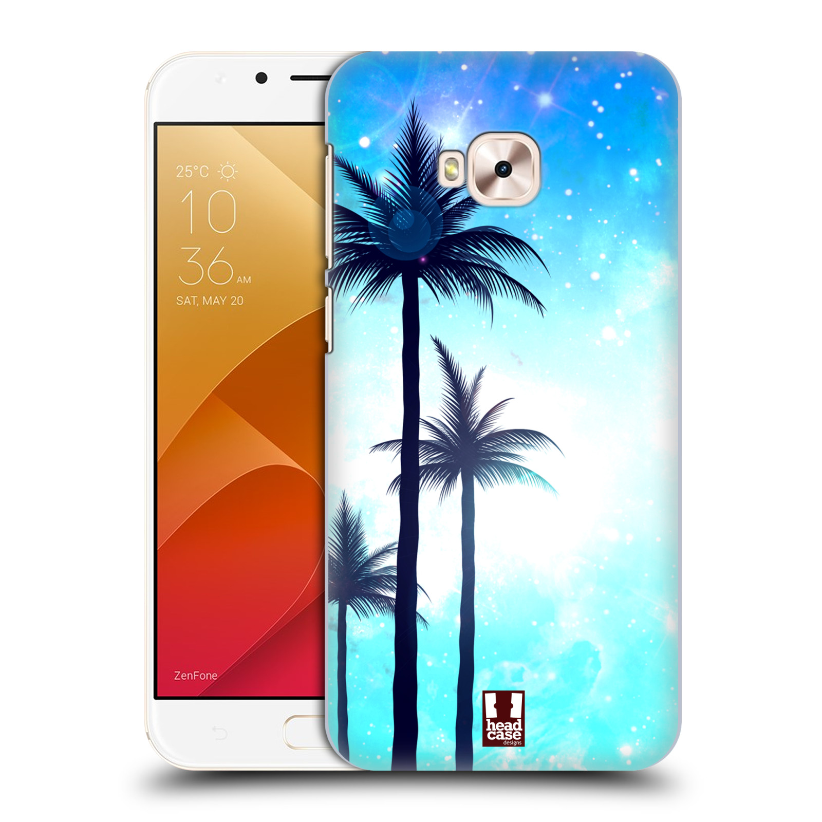 HEAD CASE plastový obal na mobil Asus Zenfone 4 Selfie Pro ZD552KL vzor Kreslený motiv silueta moře a palmy MODRÁ