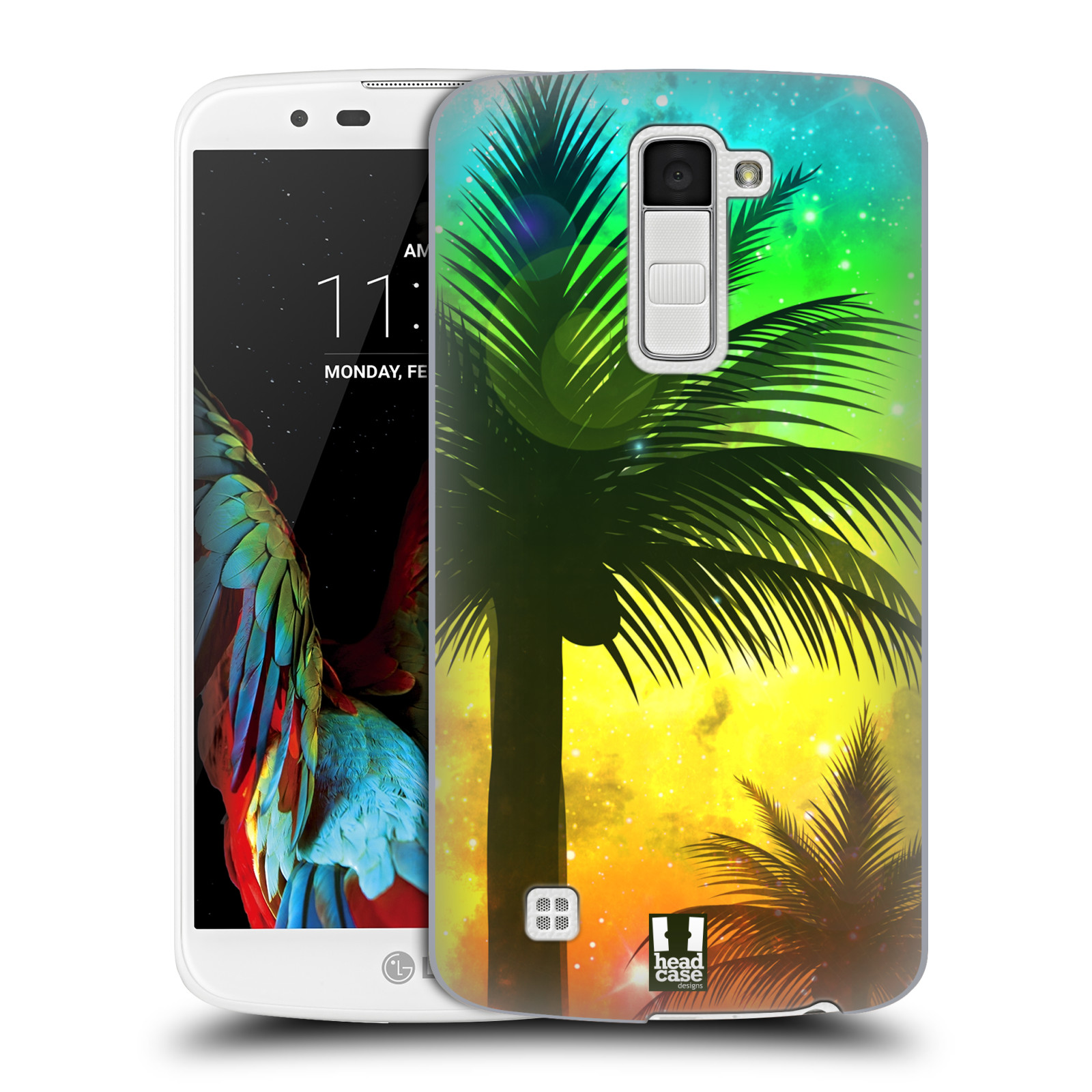 HEAD CASE plastový obal na mobil LG K10 vzor Kreslený motiv silueta moře a palmy ZELENÁ A ORANŽOVÁ
