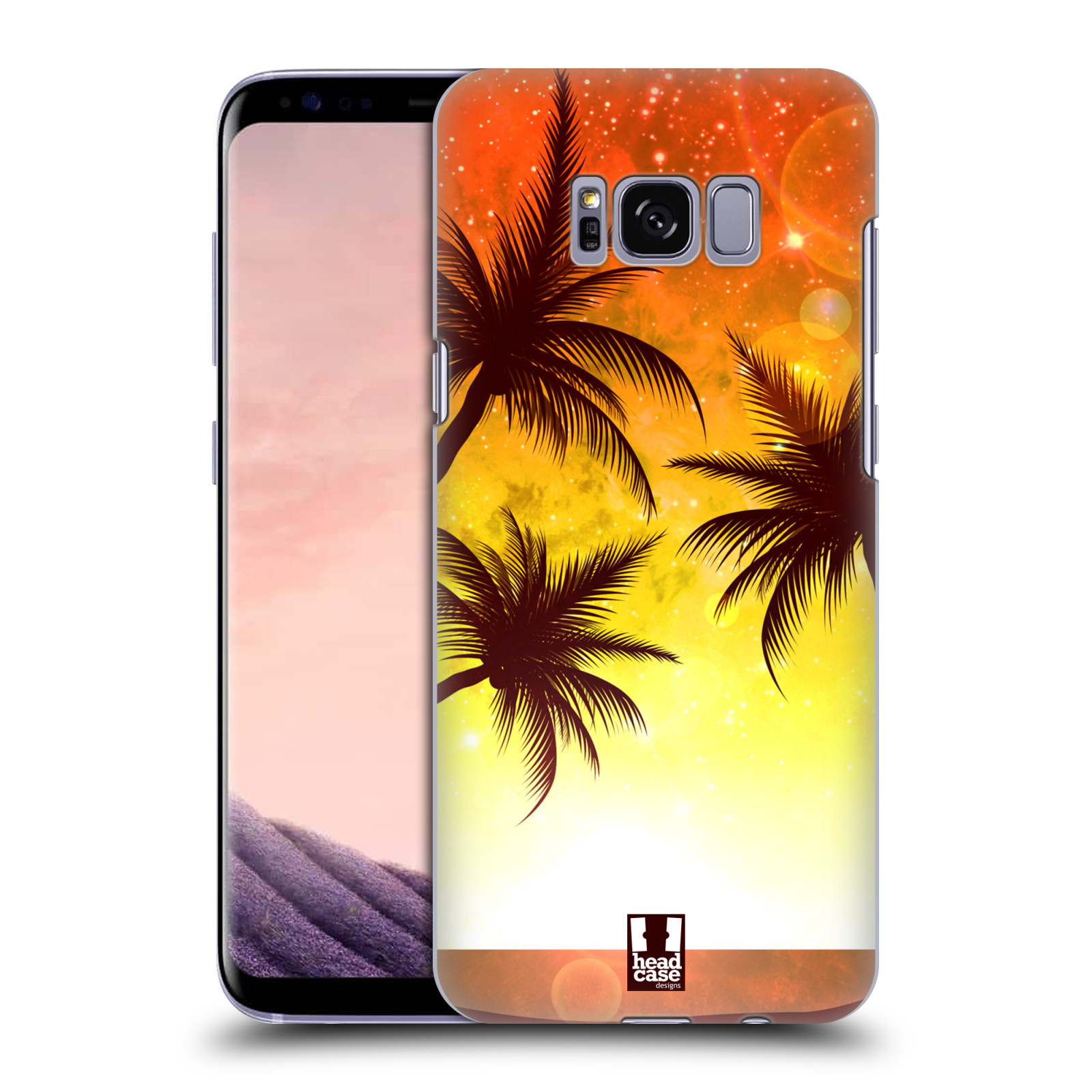 HEAD CASE plastový obal na mobil Samsung Galaxy S8 vzor Kreslený motiv silueta moře a palmy ORANŽOVÁ