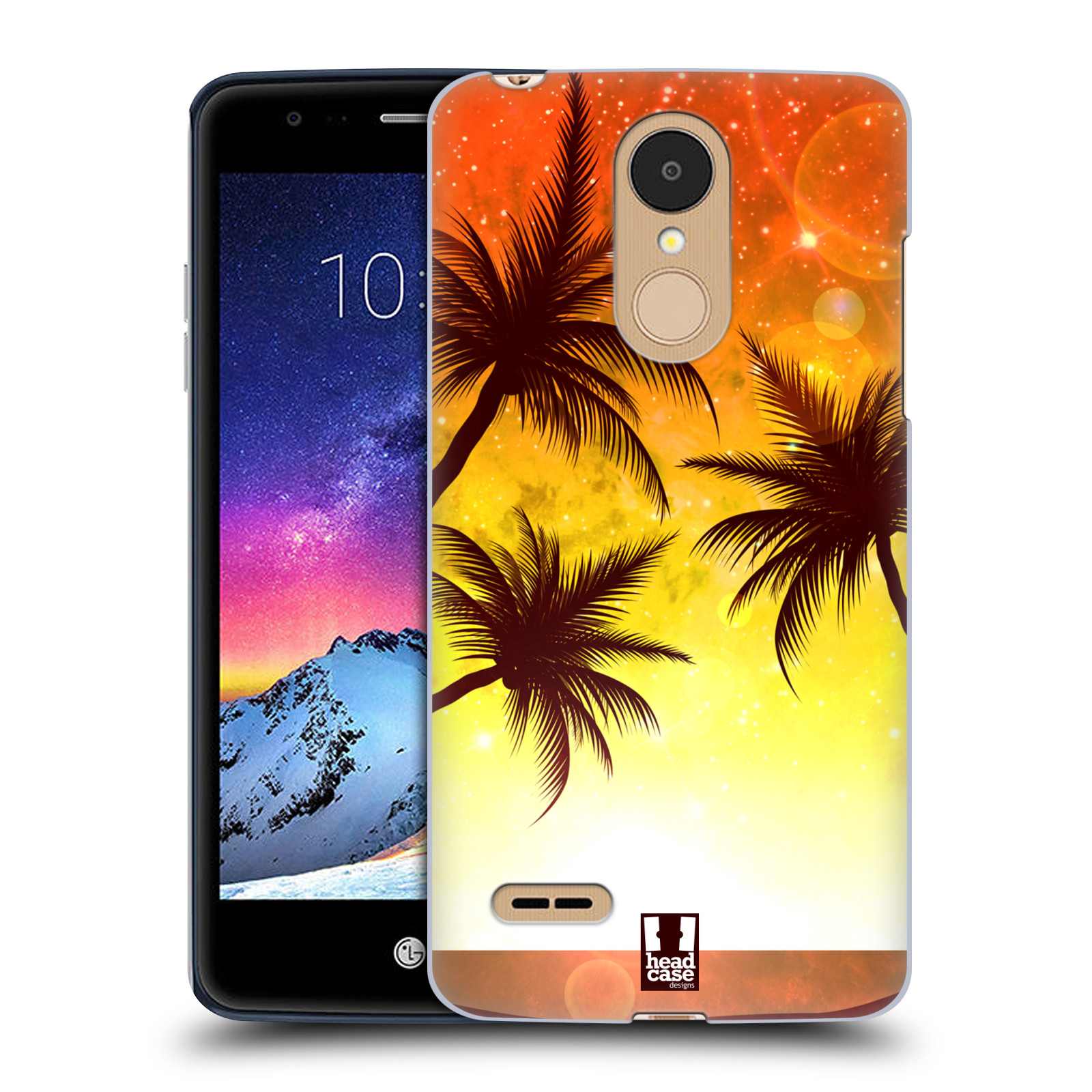 HEAD CASE plastový obal na mobil LG K9 / K8 2018 vzor Kreslený motiv silueta moře a palmy ORANŽOVÁ