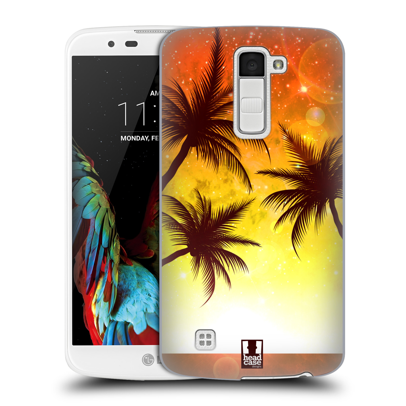 HEAD CASE plastový obal na mobil LG K10 vzor Kreslený motiv silueta moře a palmy ORANŽOVÁ