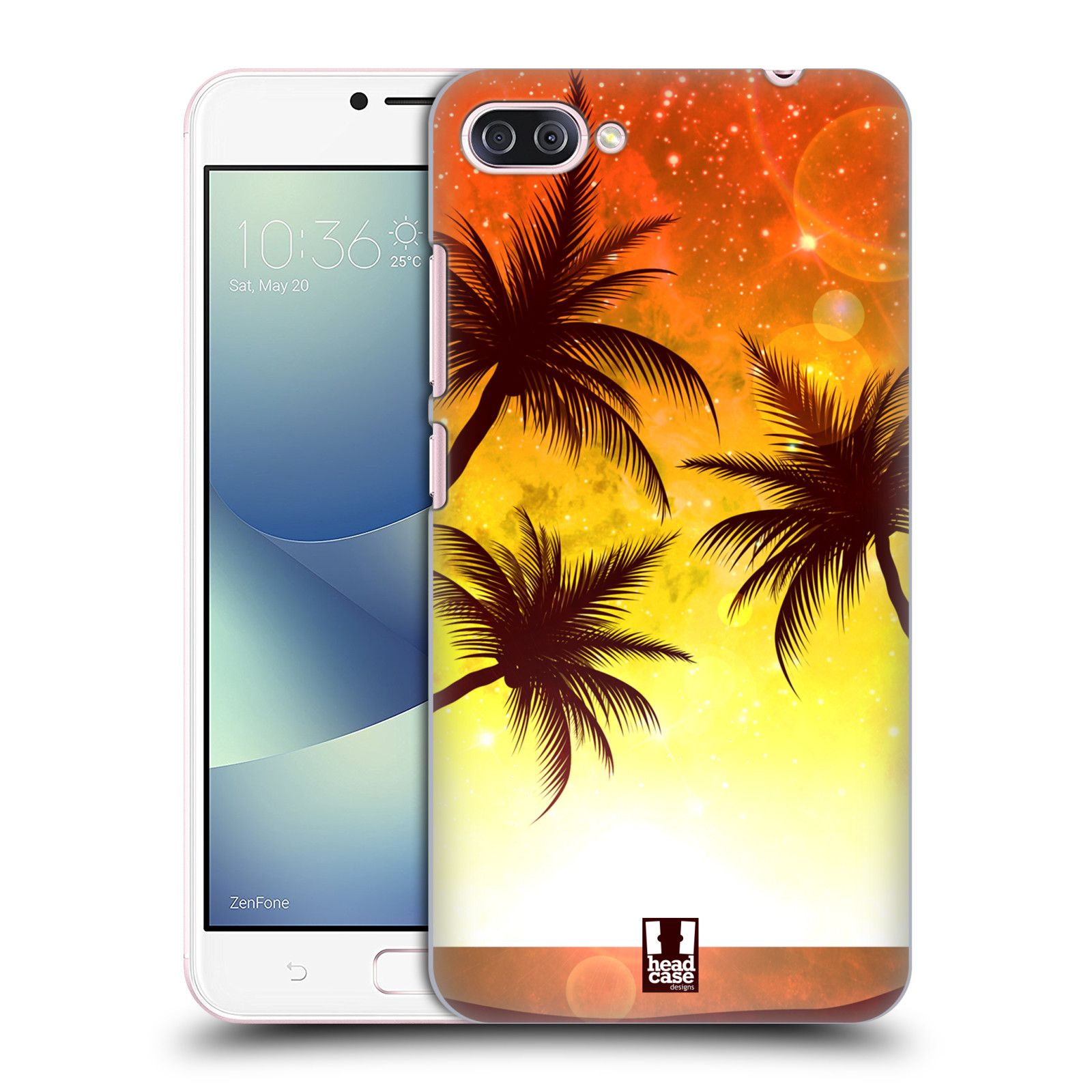 HEAD CASE plastový obal na mobil Asus Zenfone 4 MAX ZC554KL vzor Kreslený motiv silueta moře a palmy ORANŽOVÁ