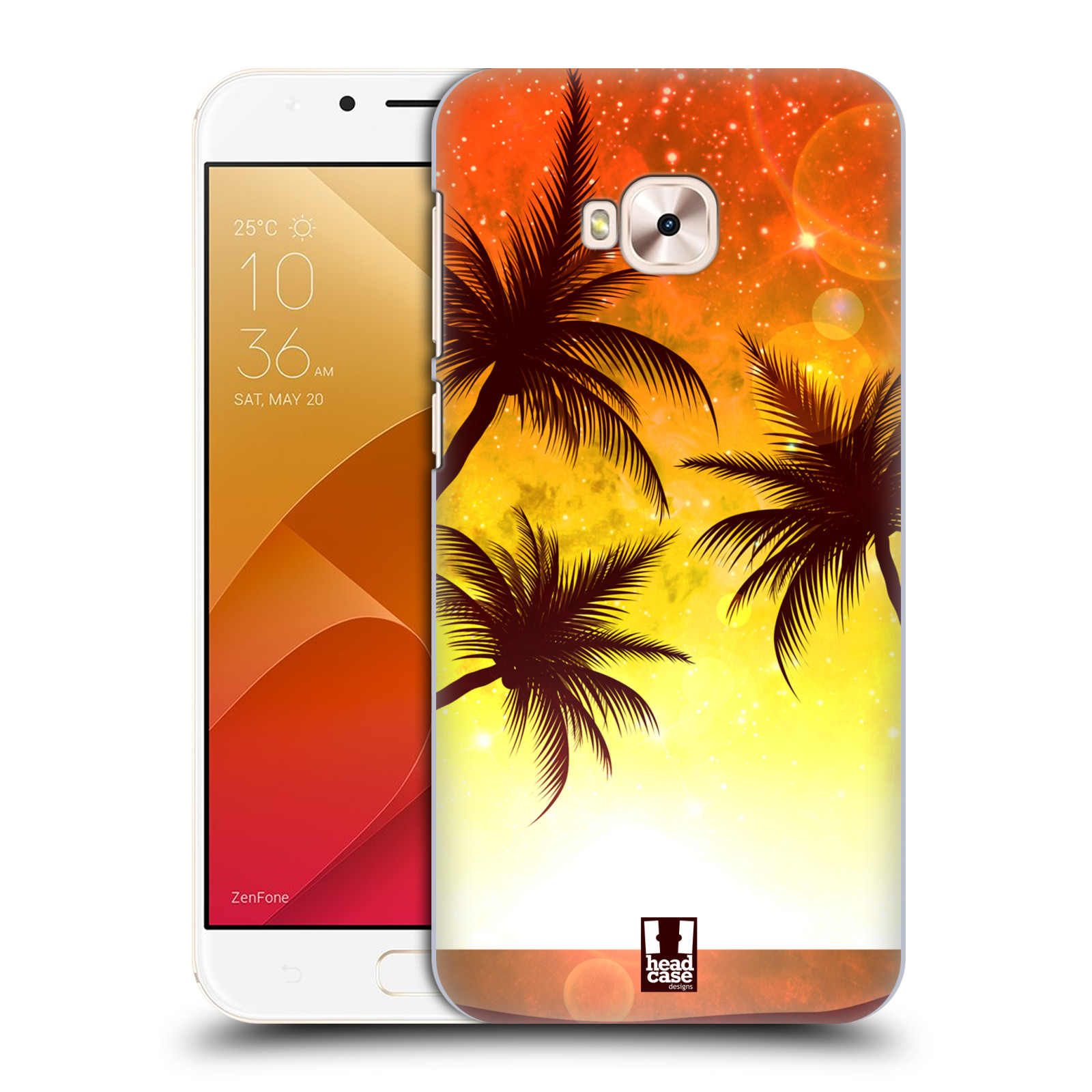 HEAD CASE plastový obal na mobil Asus Zenfone 4 Selfie Pro ZD552KL vzor Kreslený motiv silueta moře a palmy ORANŽOVÁ