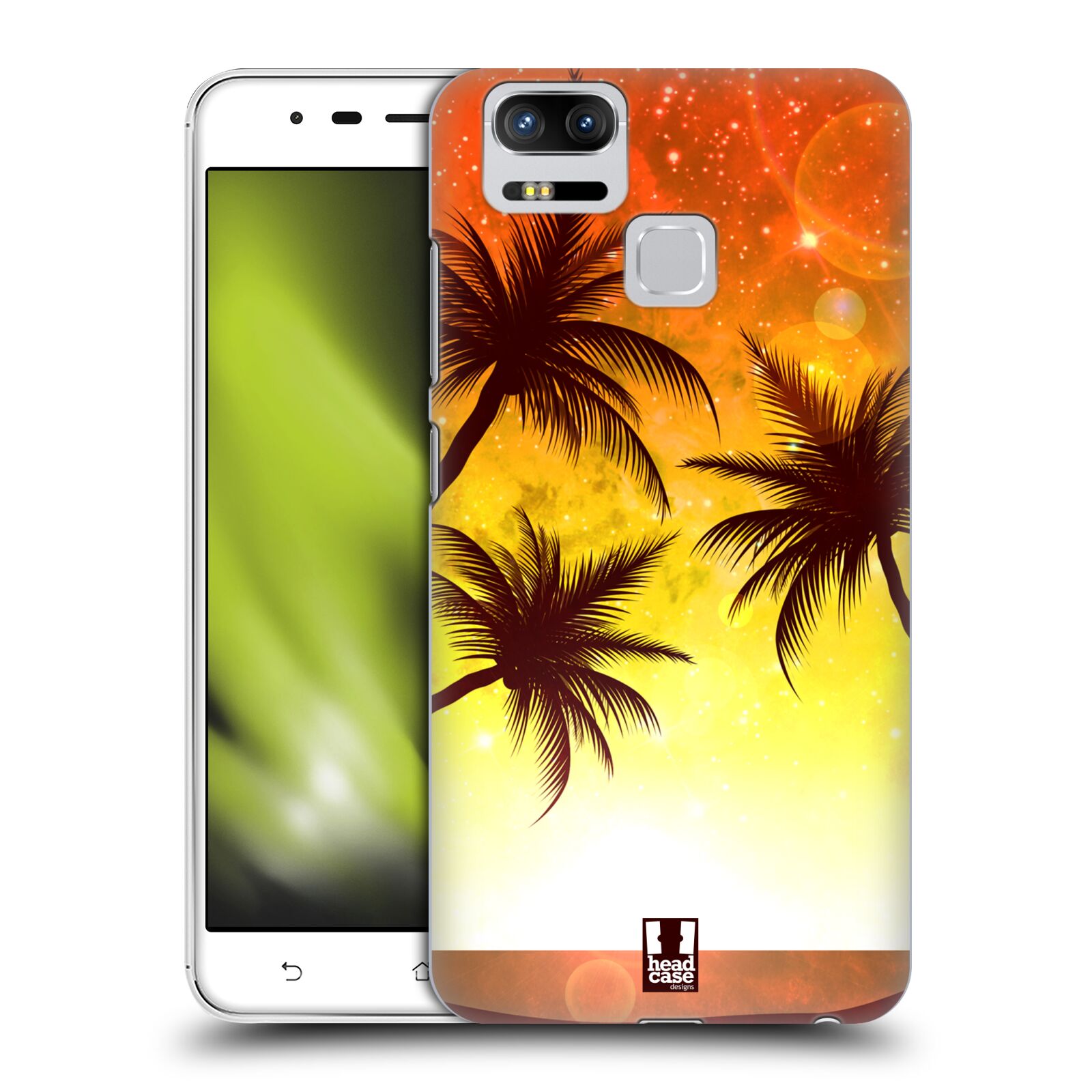 HEAD CASE plastový obal na mobil Asus Zenfone 3 Zoom ZE553KL vzor Kreslený motiv silueta moře a palmy ORANŽOVÁ