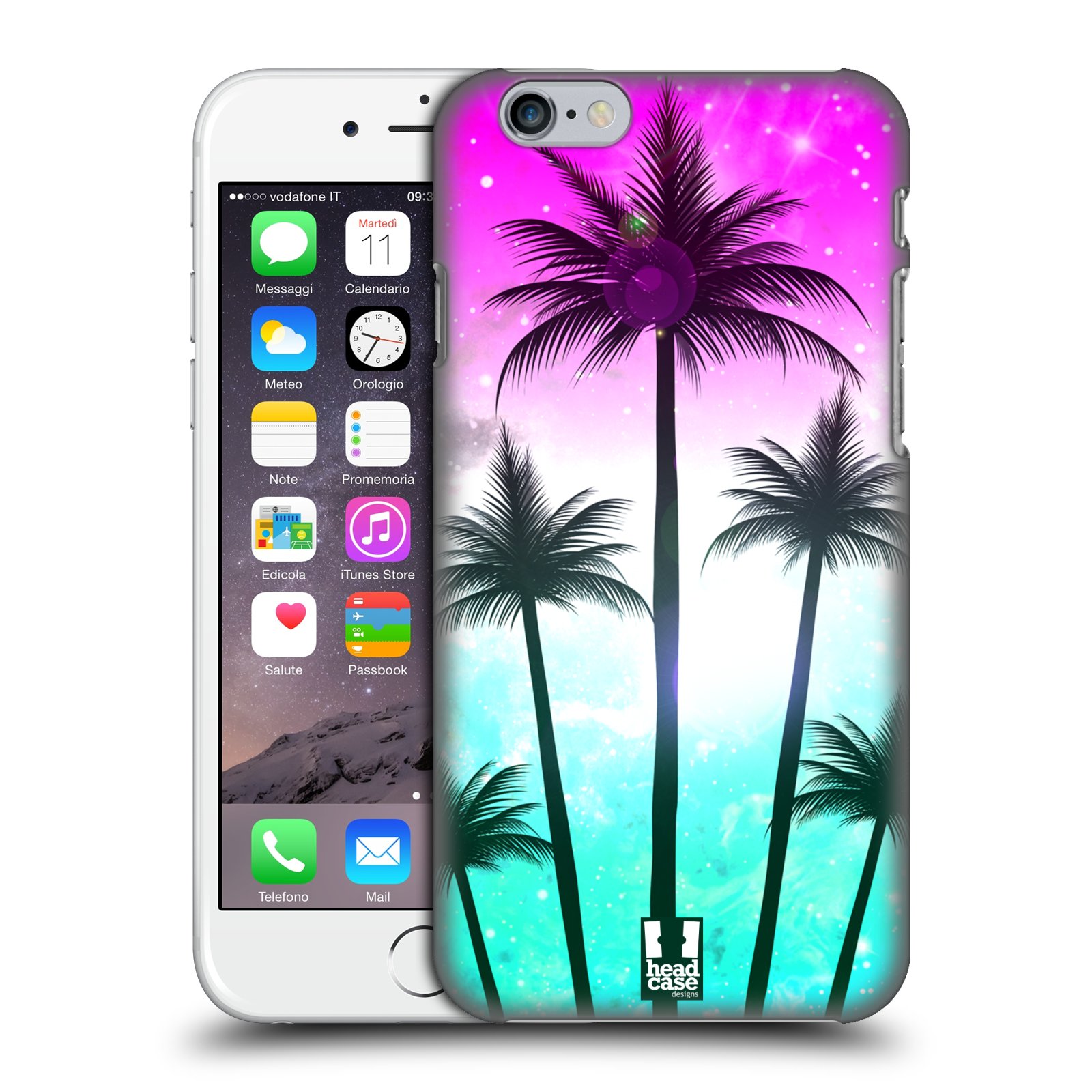 Plastové pouzdro pro mobil Apple Iphone 6/6S vzor Kreslený motiv silueta moře a palmy RŮŽOVÁ A TYRKYS