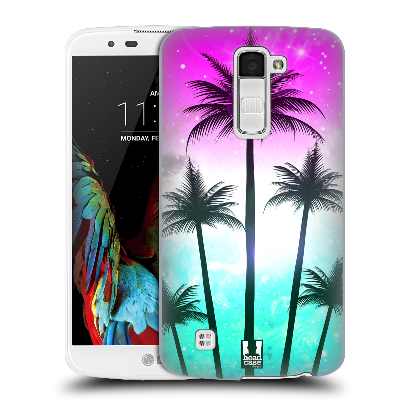 HEAD CASE plastový obal na mobil LG K10 vzor Kreslený motiv silueta moře a palmy RŮŽOVÁ A TYRKYS
