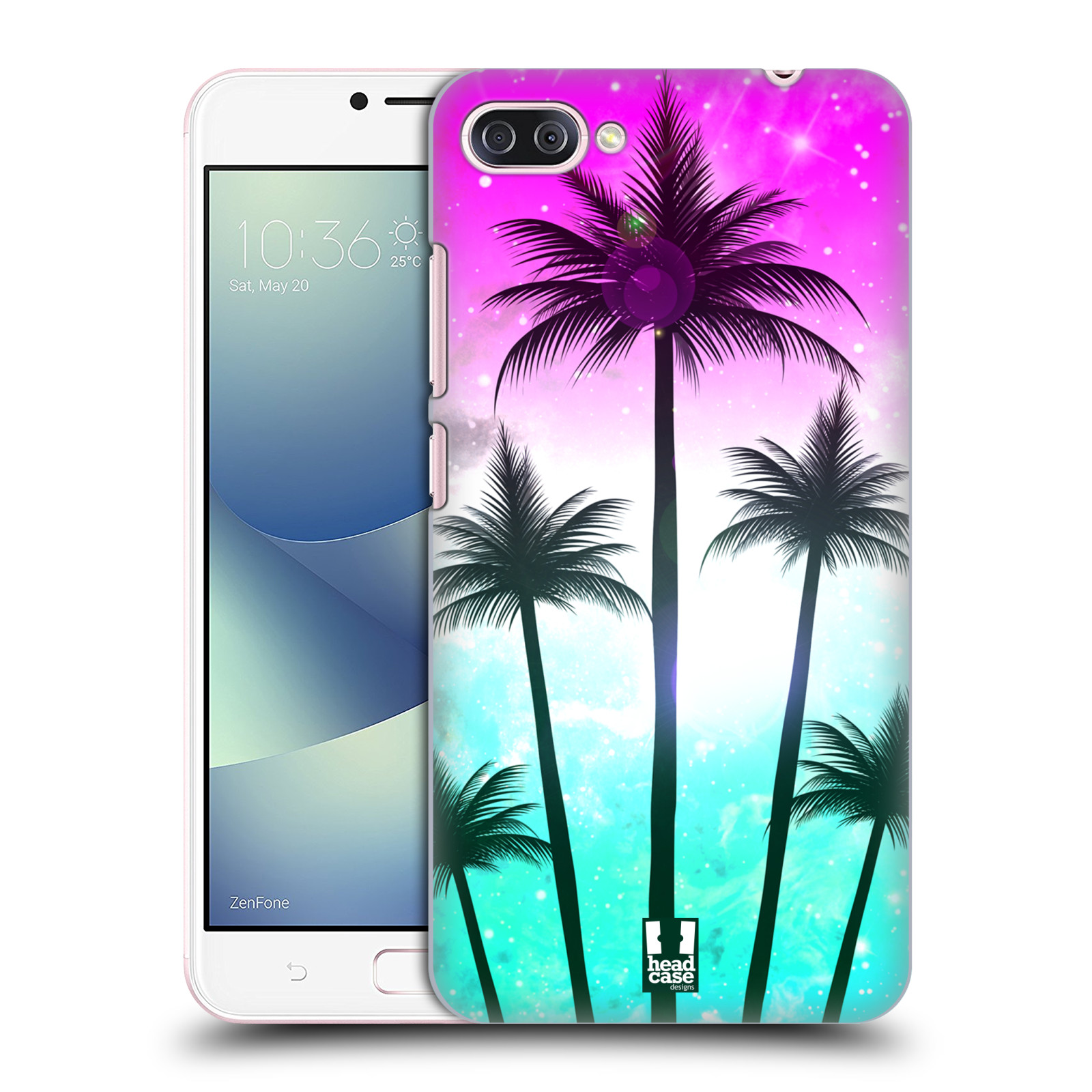 HEAD CASE plastový obal na mobil Asus Zenfone 4 MAX ZC554KL vzor Kreslený motiv silueta moře a palmy RŮŽOVÁ A TYRKYS