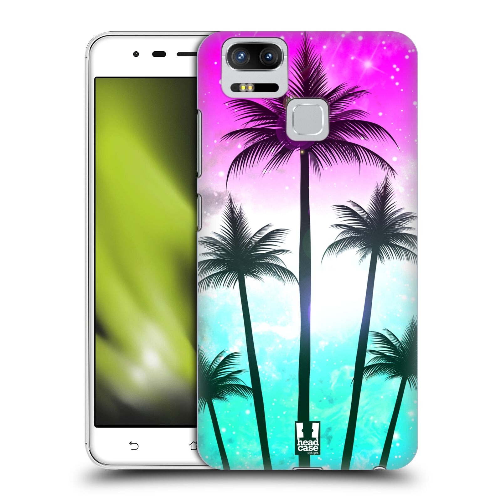 HEAD CASE plastový obal na mobil Asus Zenfone 3 Zoom ZE553KL vzor Kreslený motiv silueta moře a palmy RŮŽOVÁ A TYRKYS