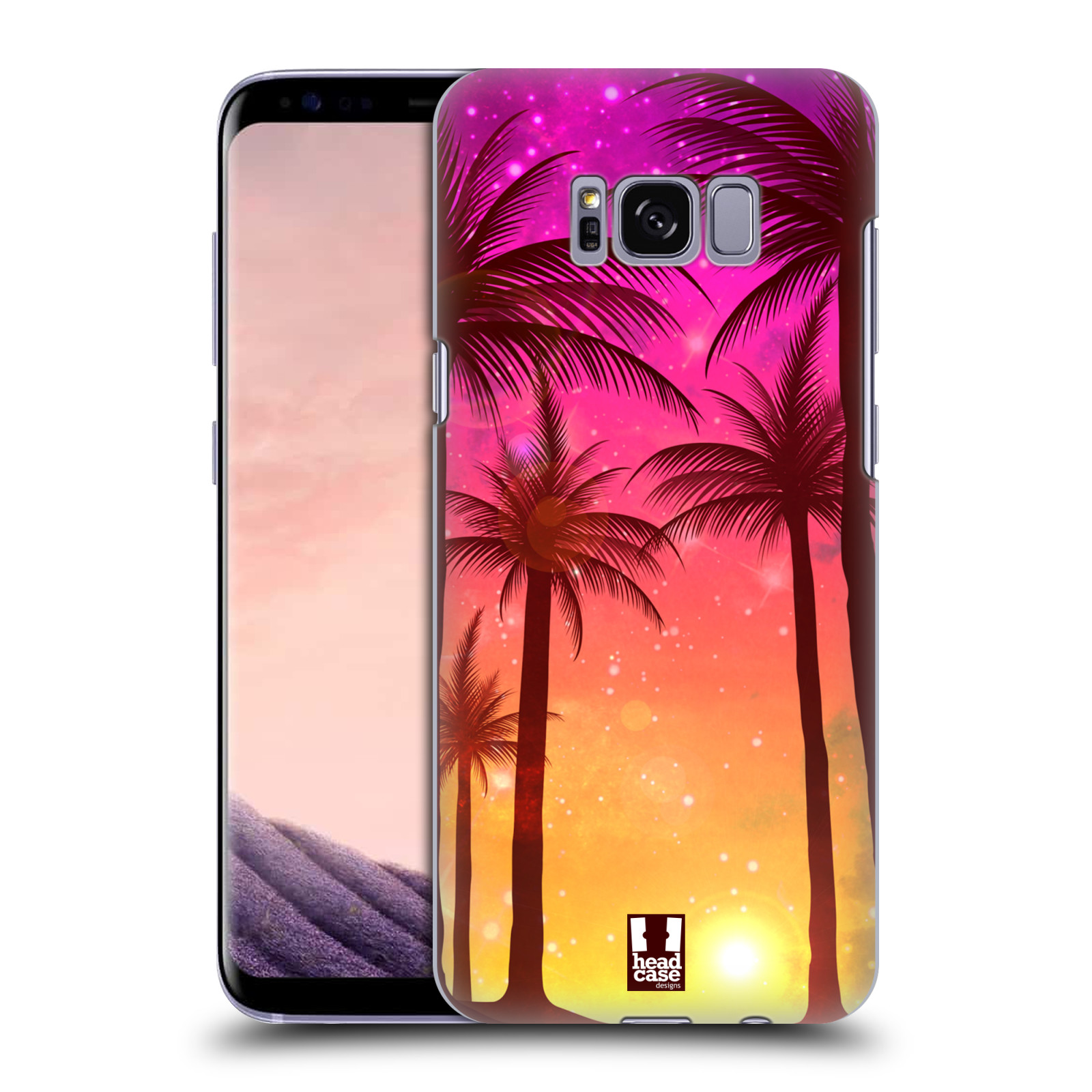 HEAD CASE plastový obal na mobil Samsung Galaxy S8 vzor Kreslený motiv silueta moře a palmy RŮŽOVÁ