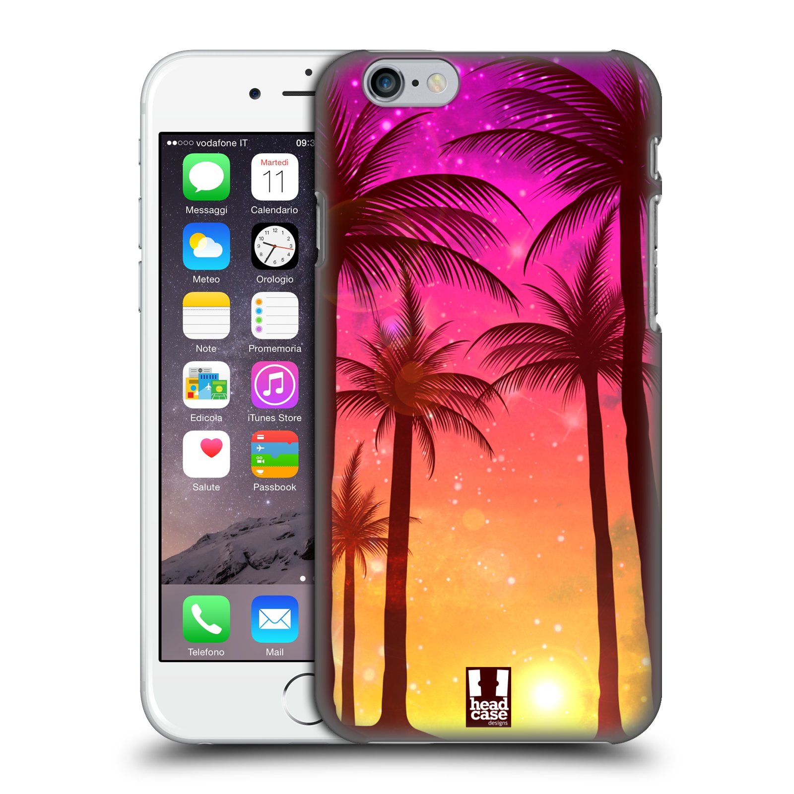 Plastové pouzdro pro mobil Apple Iphone 6/6S vzor Kreslený motiv silueta moře a palmy RŮŽOVÁ