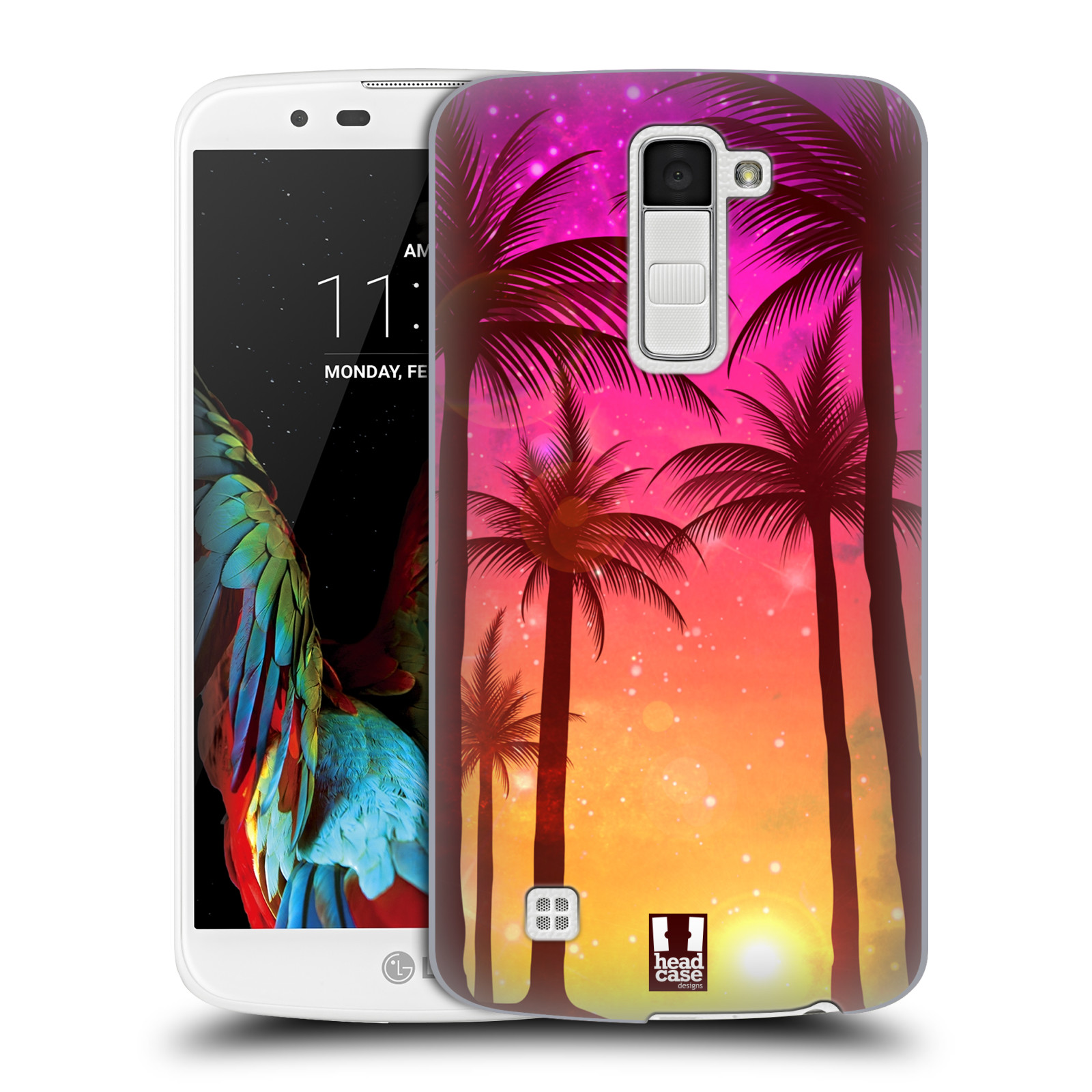 HEAD CASE plastový obal na mobil LG K10 vzor Kreslený motiv silueta moře a palmy RŮŽOVÁ