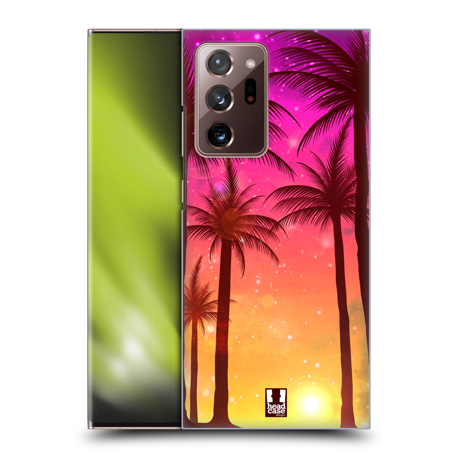 Plastový obal HEAD CASE na mobil Samsung Galaxy Note 20 ULTRA vzor Kreslený motiv silueta moře a palmy RŮŽOVÁ