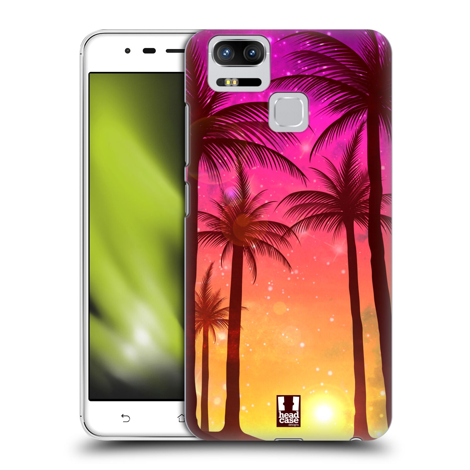 HEAD CASE plastový obal na mobil Asus Zenfone 3 Zoom ZE553KL vzor Kreslený motiv silueta moře a palmy RŮŽOVÁ