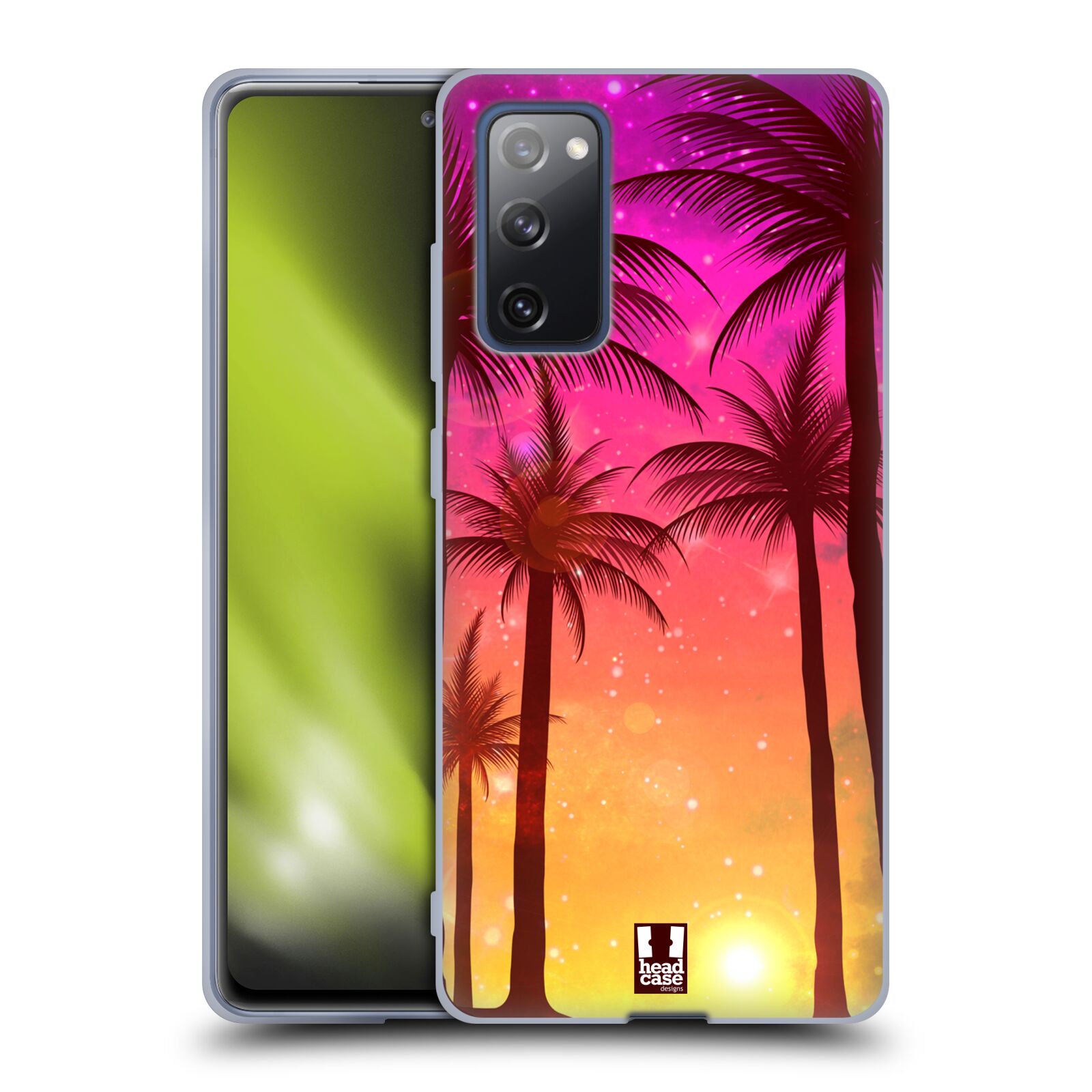 Plastový obal HEAD CASE na mobil Samsung Galaxy S20 FE / S20 FE 5G vzor Kreslený motiv silueta moře a palmy RŮŽOVÁ