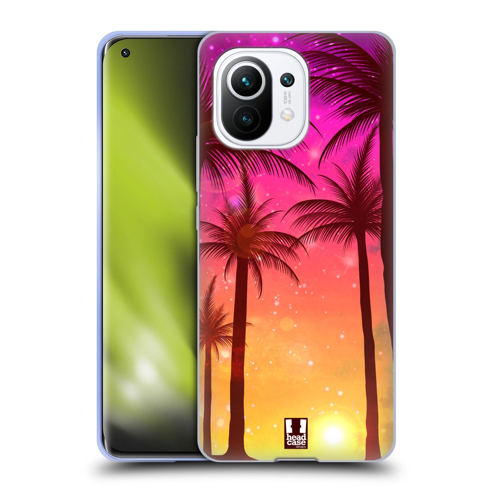 Plastový obal HEAD CASE na mobil Xiaomi Mi 11 vzor Kreslený motiv silueta moře a palmy RŮŽOVÁ
