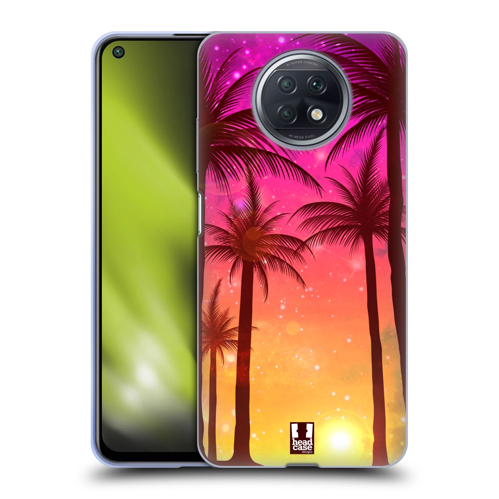 Plastový obal HEAD CASE na mobil Xiaomi Redmi Note 9T vzor Kreslený motiv silueta moře a palmy RŮŽOVÁ