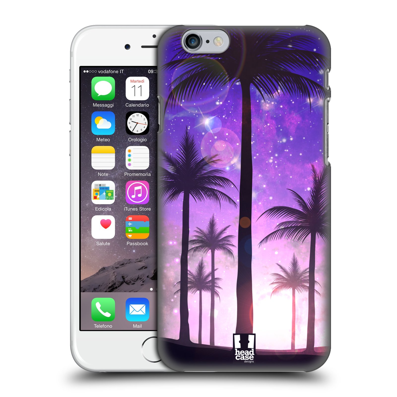 Plastové pouzdro pro mobil Apple Iphone 6/6S vzor Kreslený motiv silueta moře a palmy FIALOVÁ