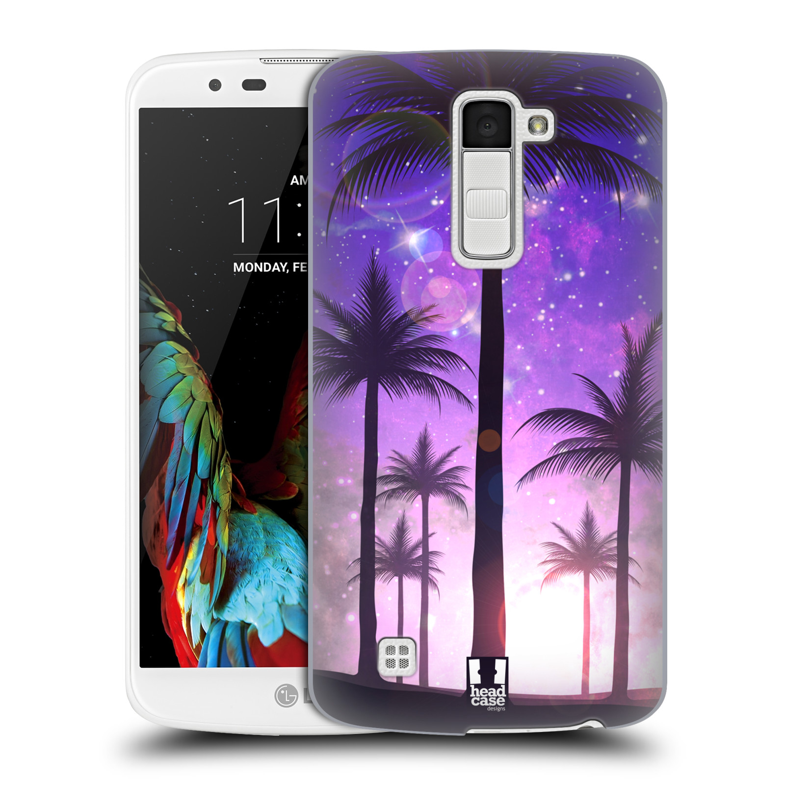 HEAD CASE plastový obal na mobil LG K10 vzor Kreslený motiv silueta moře a palmy FIALOVÁ